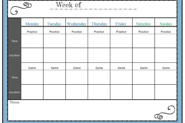 Printable Sports Schedule Etsy