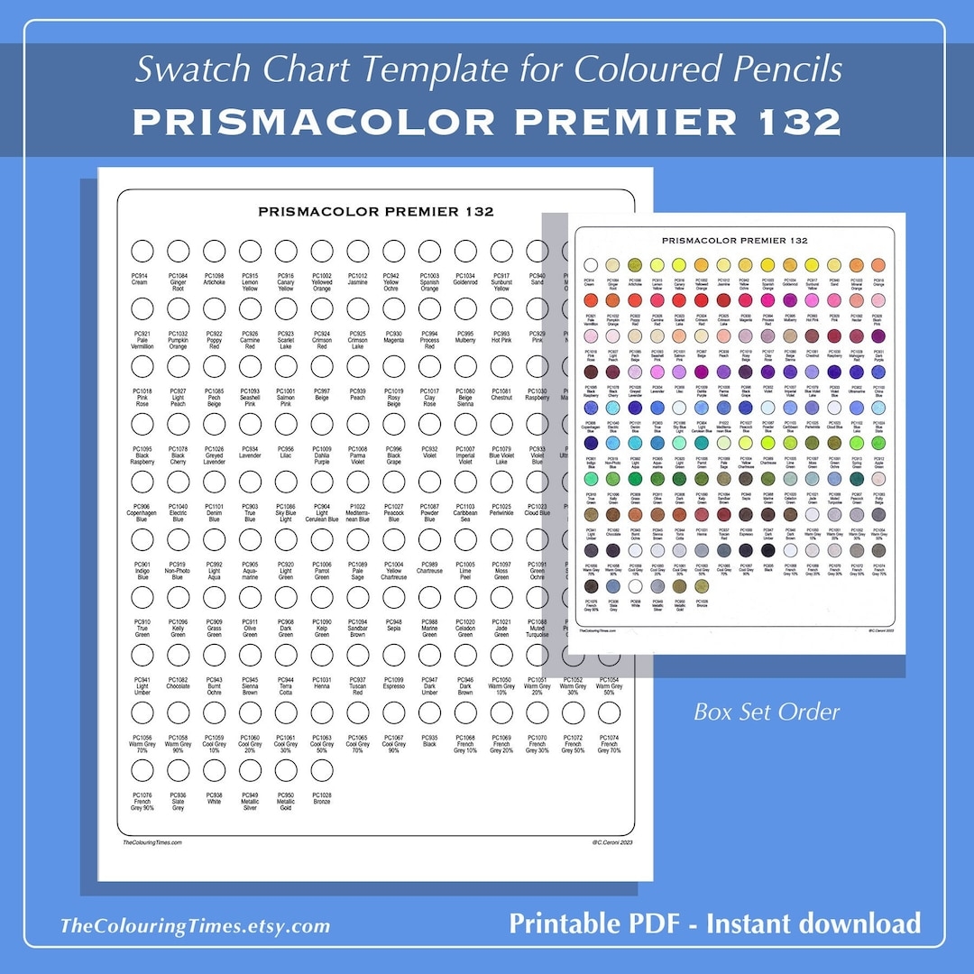 Printable Prismacolor Pencils Color Chart