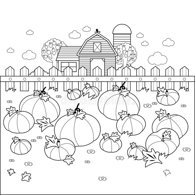 Pumpkin Patch Coloring Page Stock Illustrations 72 Pumpkin Patch