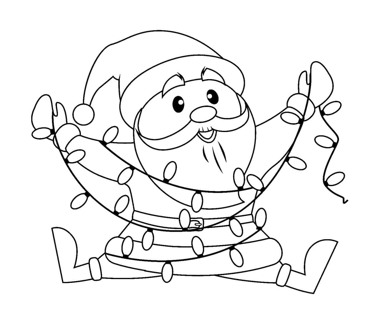 Santa Claus And Christmas Lights Coloring Page Download Print Or Color Online For Free
