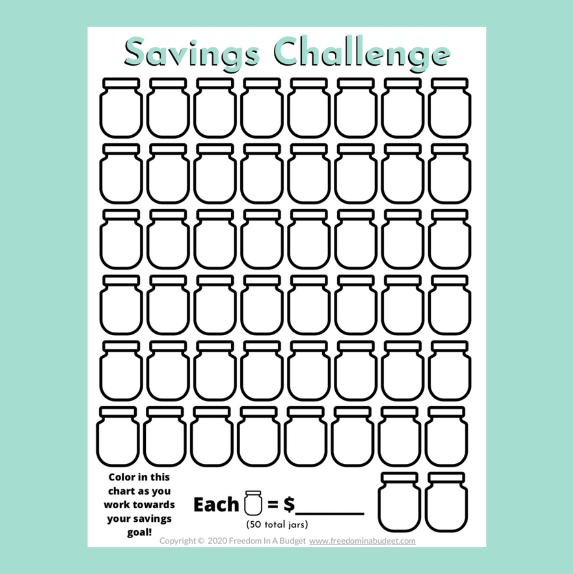 Savings Challenge Tracker Printable