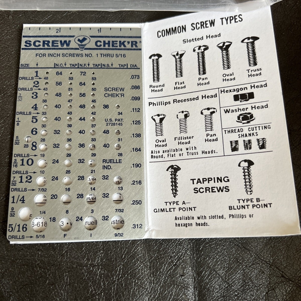 Printable Screw Size Chart