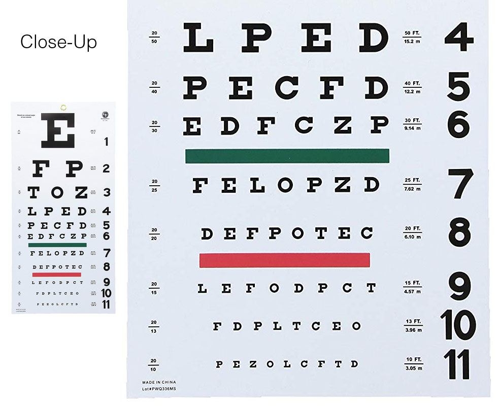 Snellen Plastic Eye Chart Graham Field