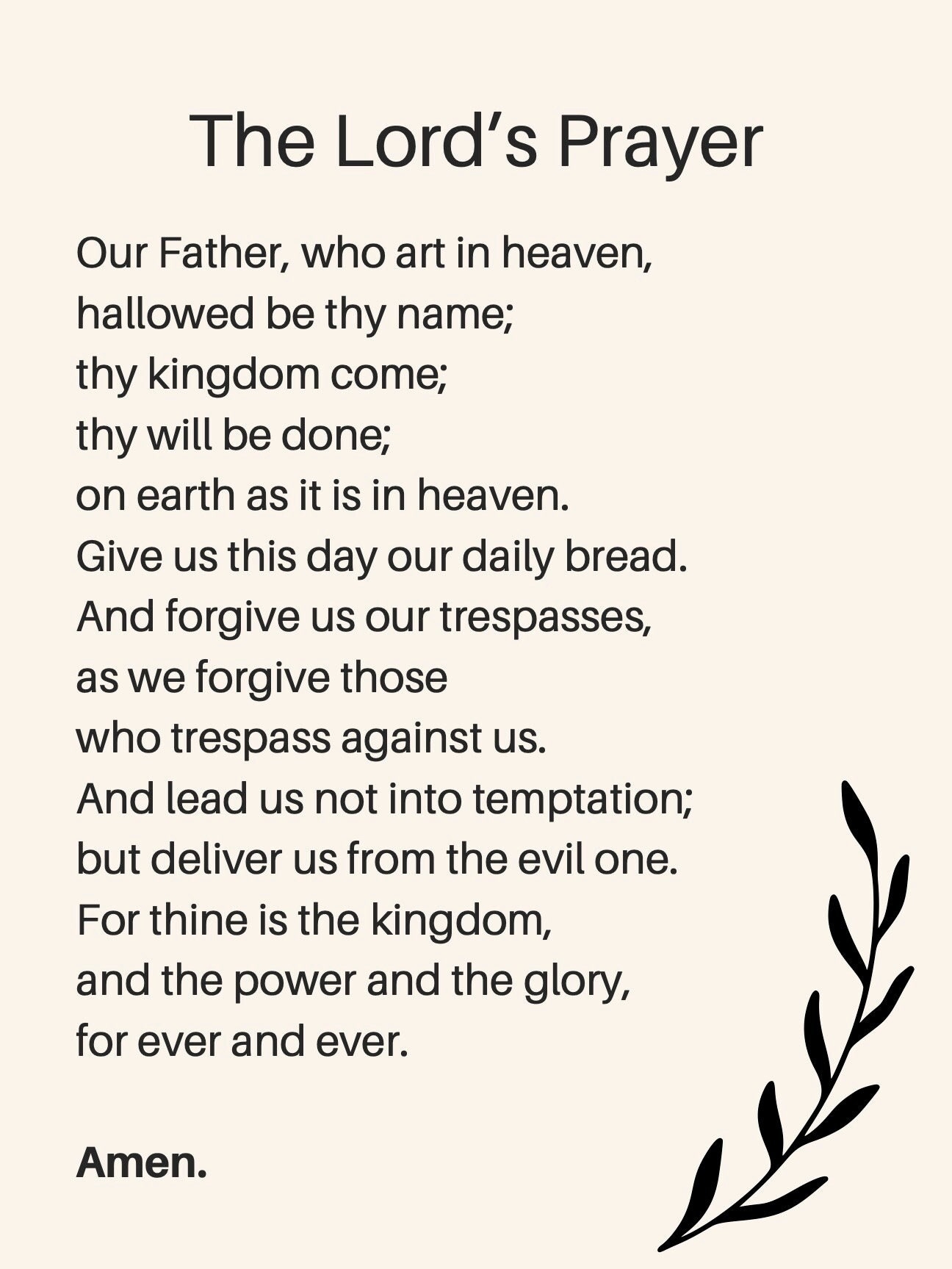 The Lord s Prayer INSTANT DOWNLOAD Printable Art Poster Christian Prayer Bible Verse Scripture 16x20 8x10 8 5x11 Multiple Sizes