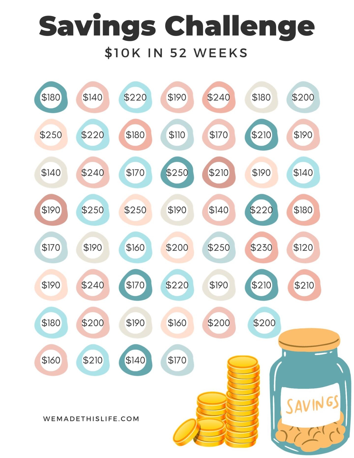Printable Money Savings Chart