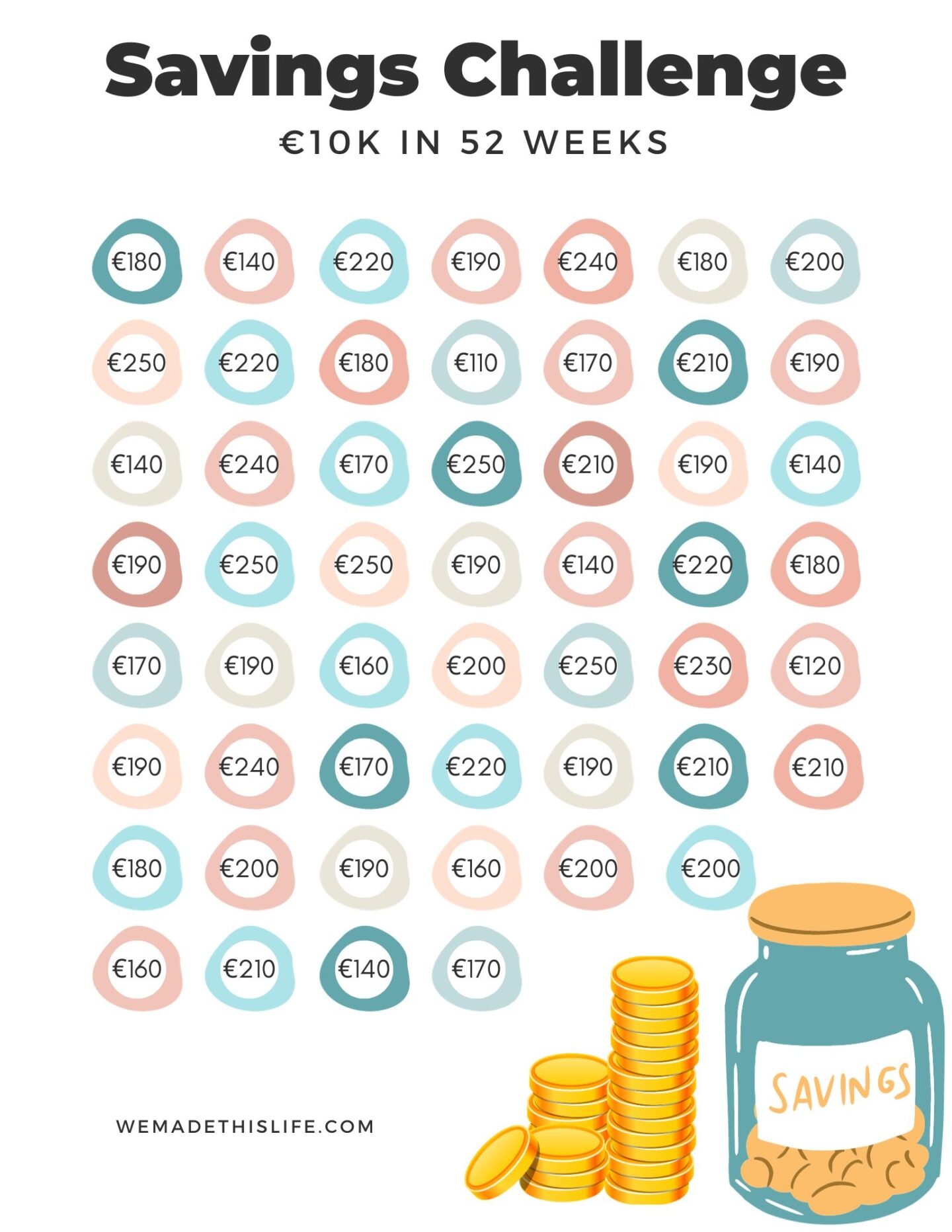 Printable Savings Chart