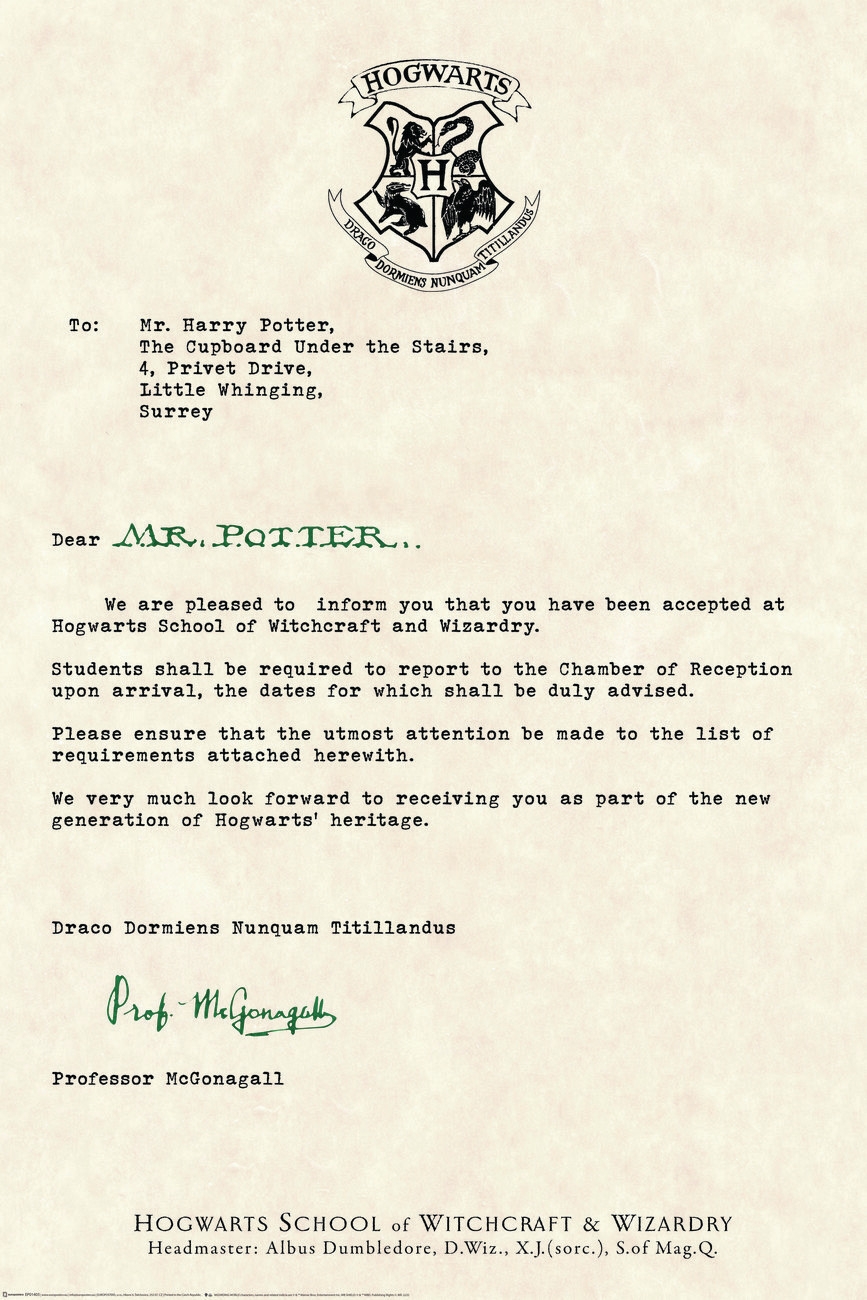 Wall Art Print Harry Potter Acceptance Letter Gifts U0026 Merchandise UKposters