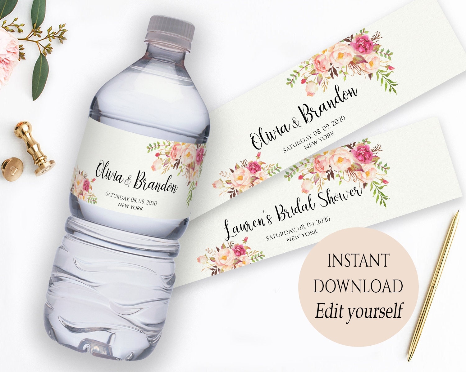 Water Bottle Label Template PDF Instant Download Printable Custom Label Editable Wedding Favor Labels Printable Water Labels For Wedding DIY Etsy UK