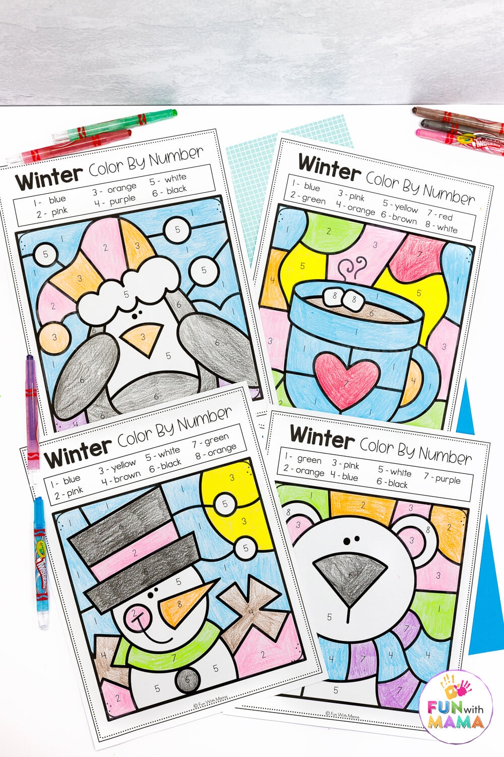 Free Printable Winter Color By Number