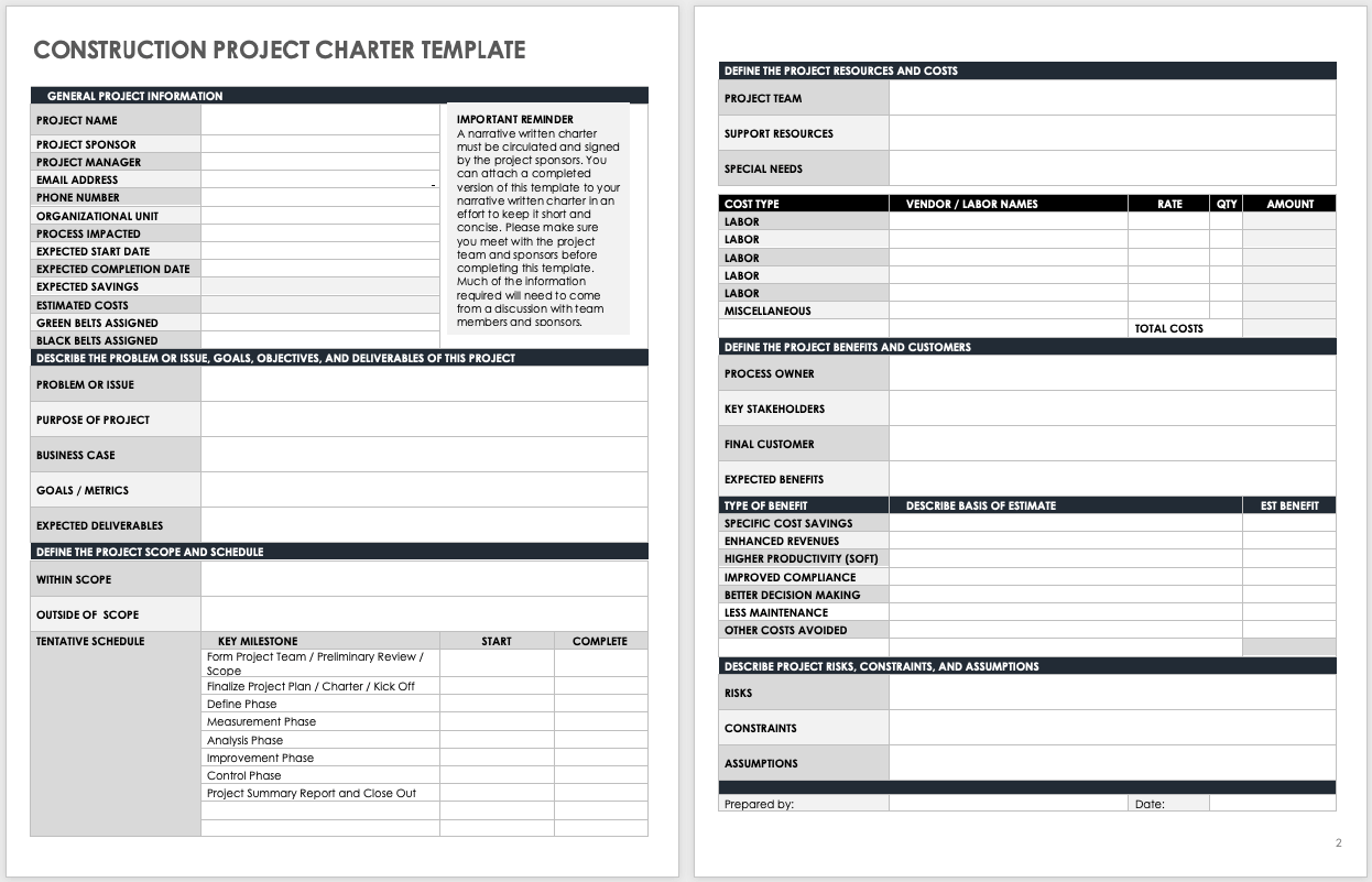 6 Free Project Charter Templates With Expert Tips Smartsheet
