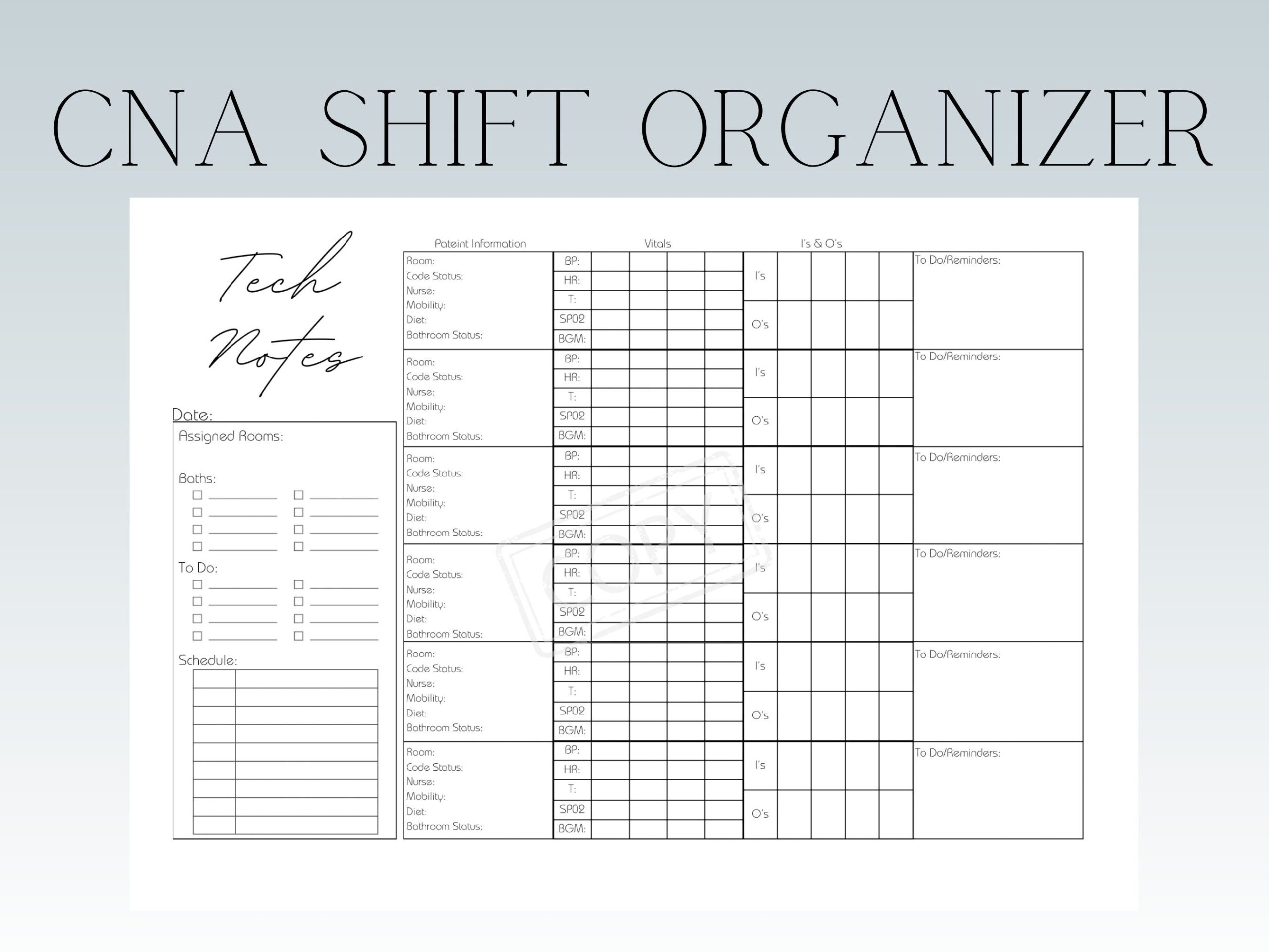 Cna Charting Templates