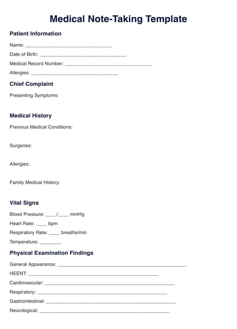 Chart Note Template U0026 Example Free PDF Download