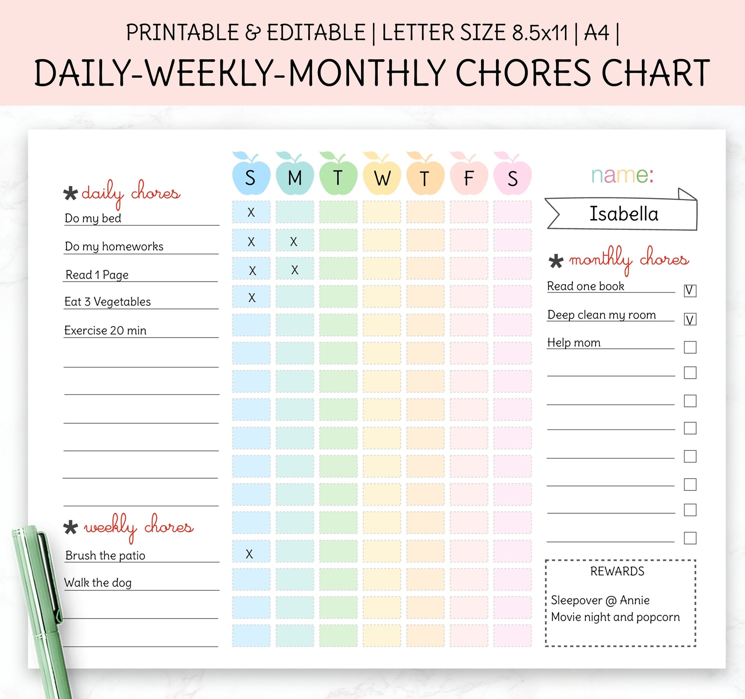 EDITABLE Kids To Do List Printable Template Weekly Chores Chart Checklist For Kids Daily Planner For Boy And Girl PDF File Etsy
