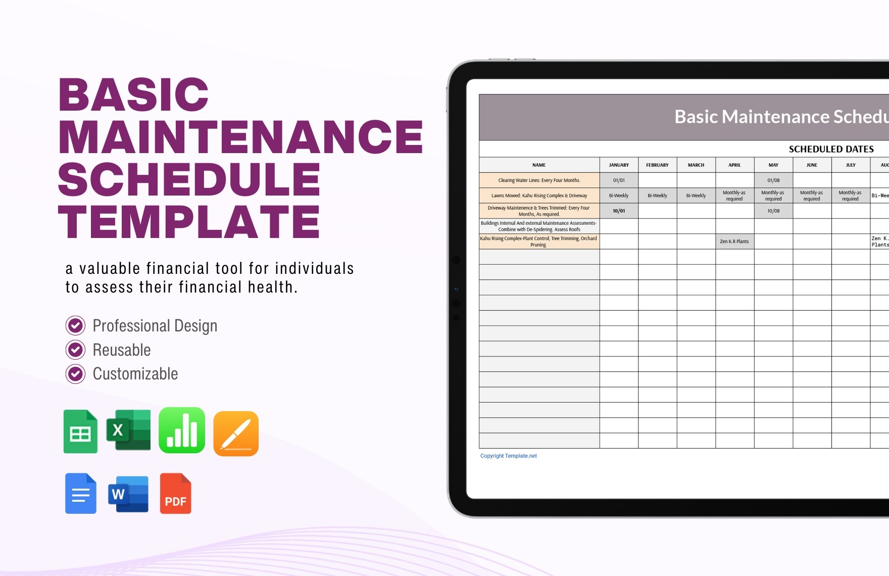 Editable Maintenance Schedule Templates In Google Sheets To Download