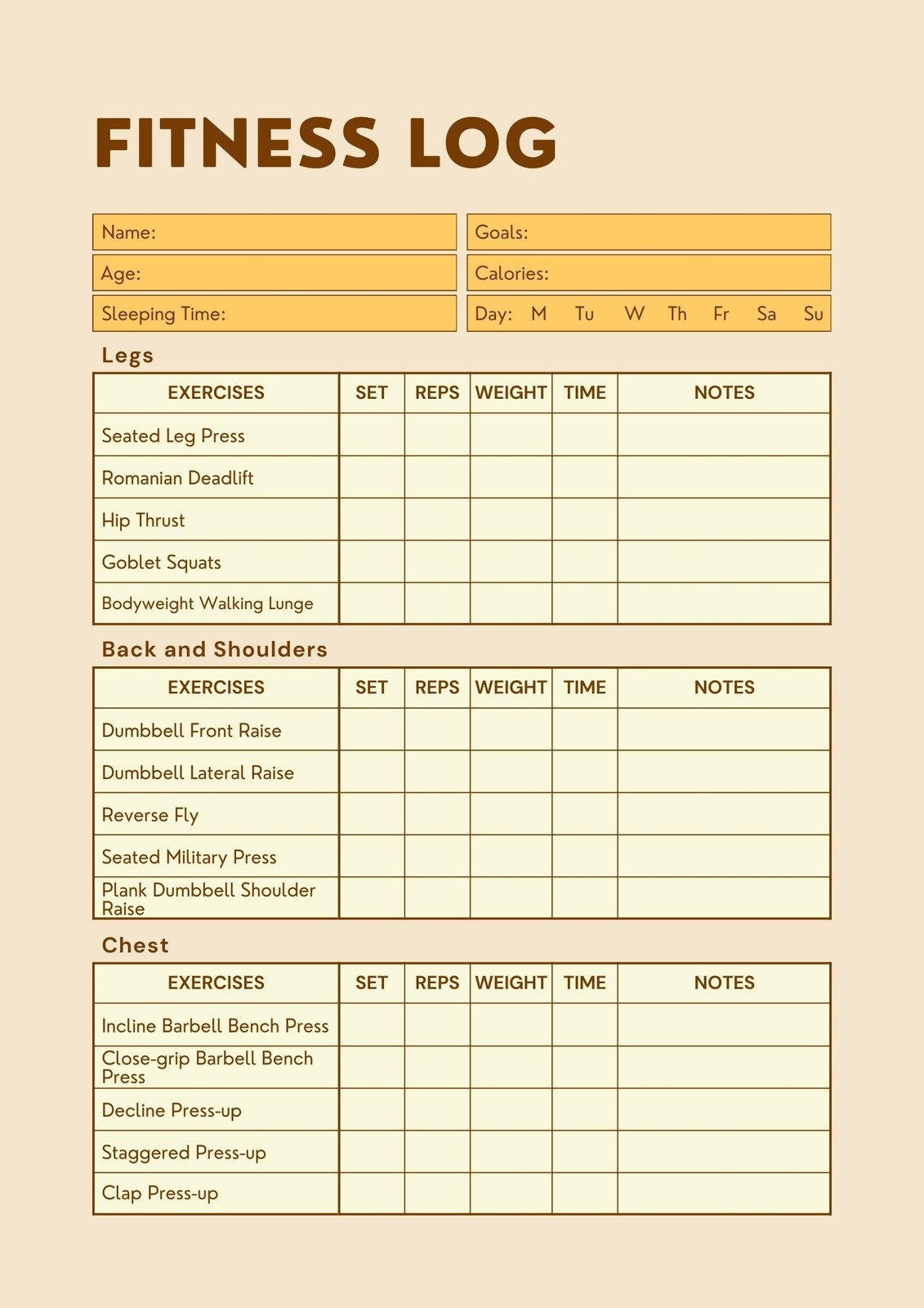 Free Custom Printable Workout Planner Templates Online Canva Free Custom Printable Workout Planner Templates Online Canva