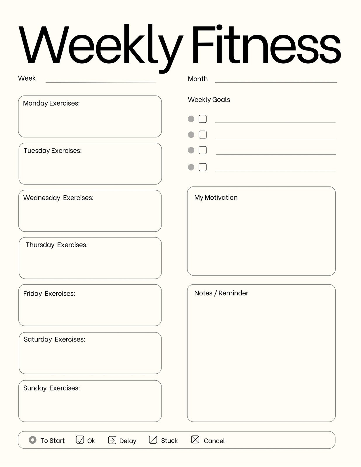 Exercise Chart Template Exercise Chart Template