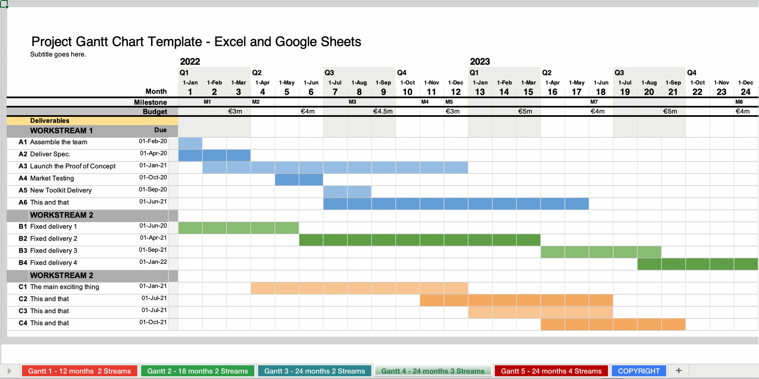 Gantt Chart Excel Template Google Sheets Compatible
