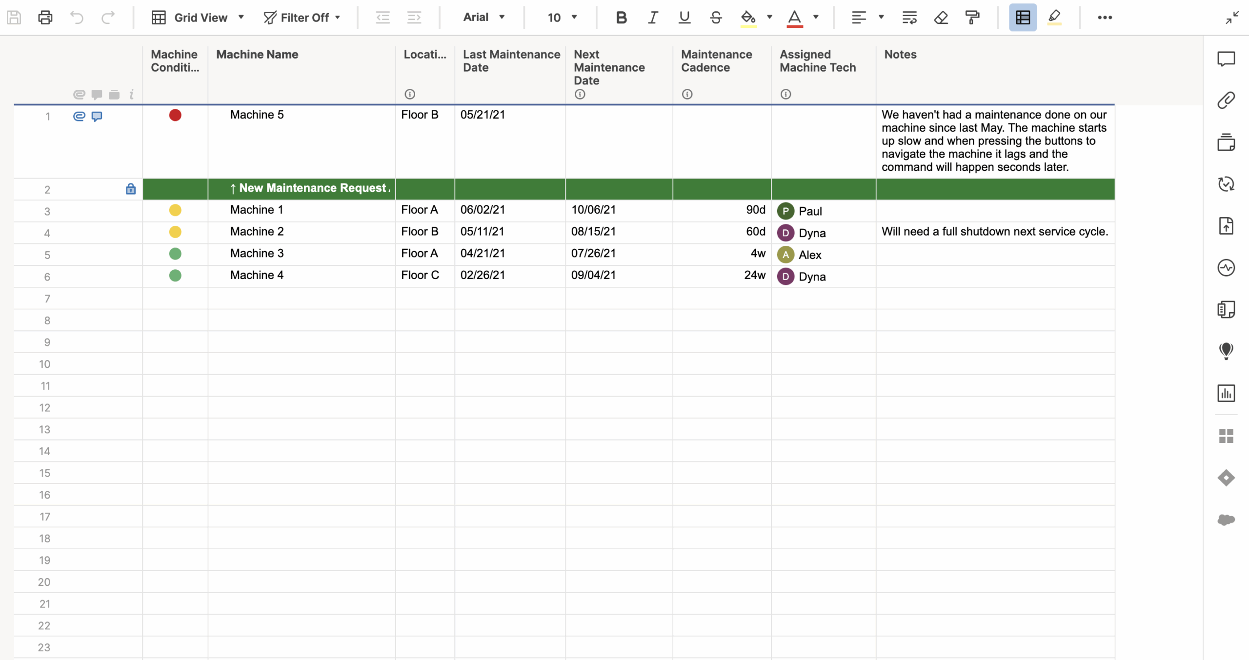 Machine Maintenance Schedule Template Smartsheet
