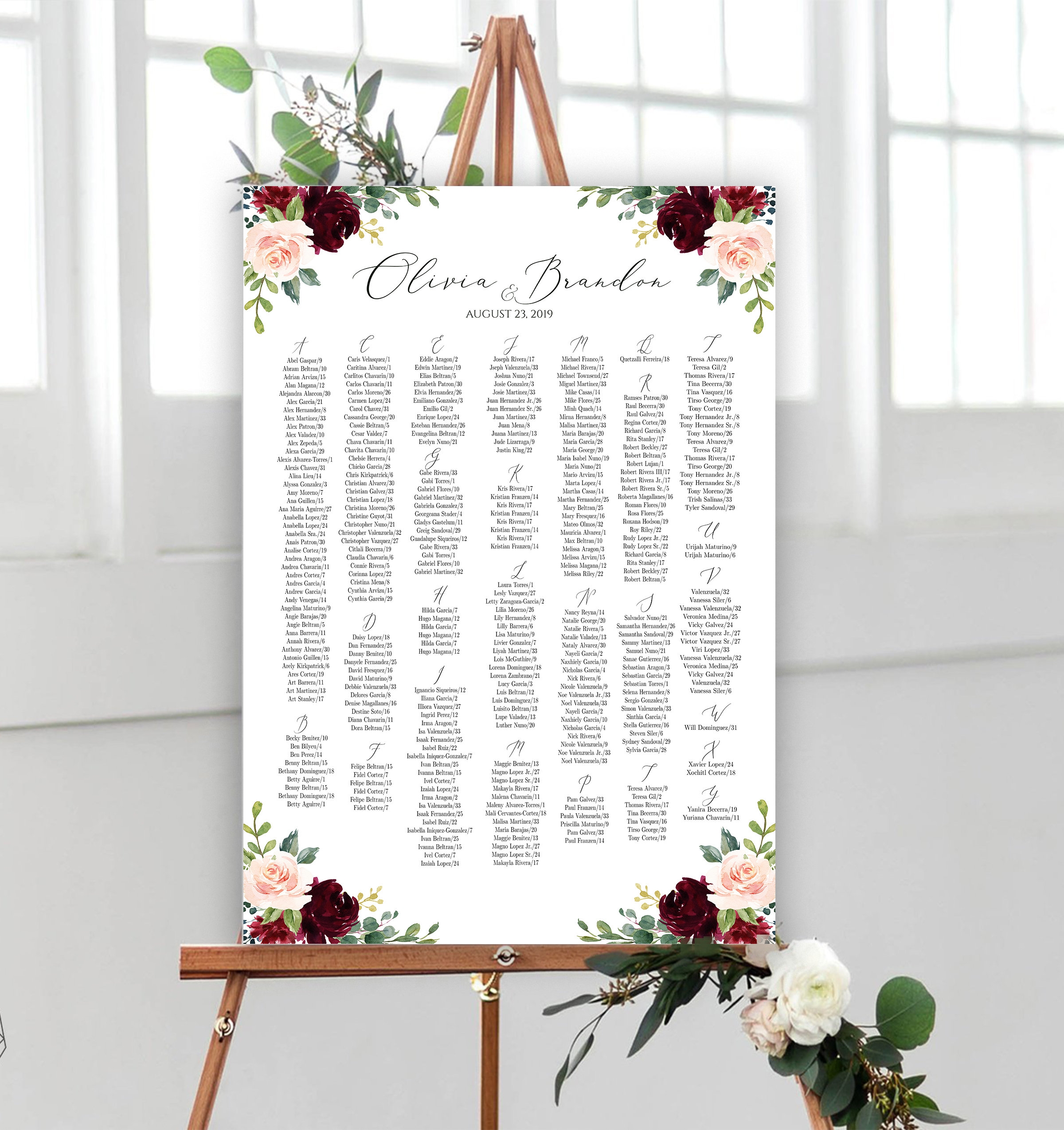 Printable Wedding Seating Chart Template Up To 400 Guests Seating Printable Wedding Seating Chart Template Up To 400 Guests Seating