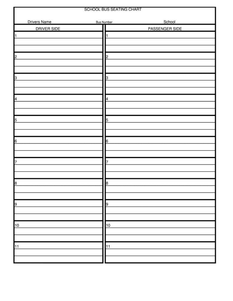 School Bus Seating Chart Fill Online Printable Fillable Blank