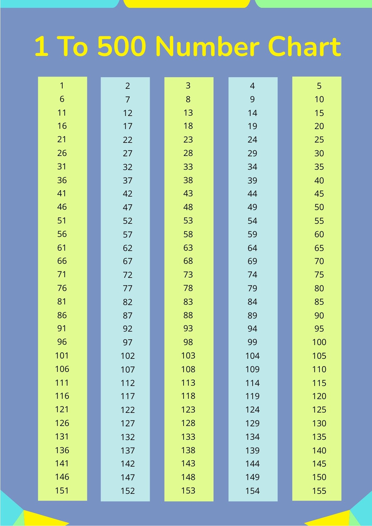 1 To 500 Number Chart In Illustrator PDF Download Template 1 To 500 Number Chart In Illustrator PDF Download Template
