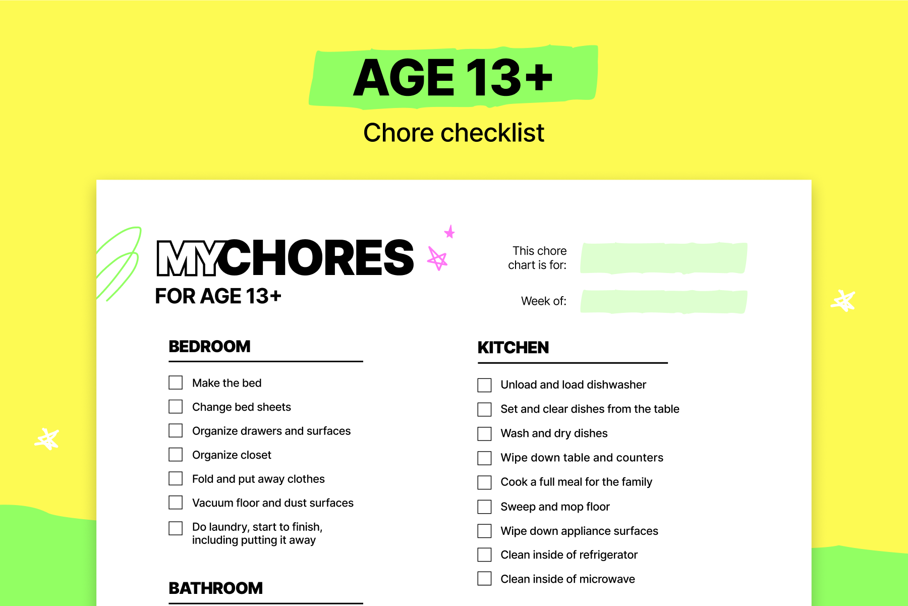 10 Free Printable Chore Charts For Kids 2025 Mydoh 10 Free Printable Chore Charts For Kids 2025 Mydoh