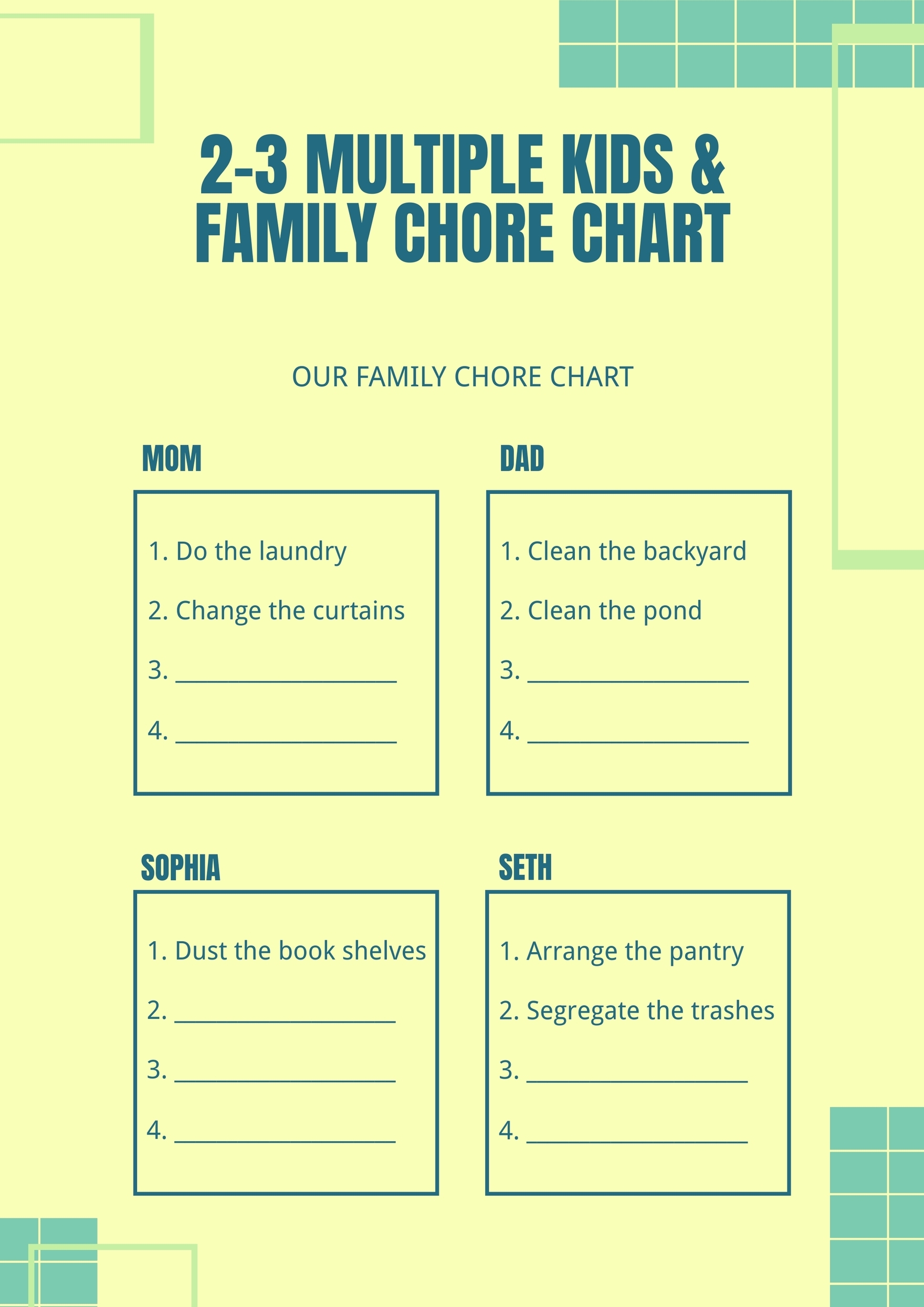 2 3 Multiple Kids Family Chore Chart In Illustrator PDF Download Template 2 3 Multiple Kids Family Chore Chart In Illustrator PDF Download Template