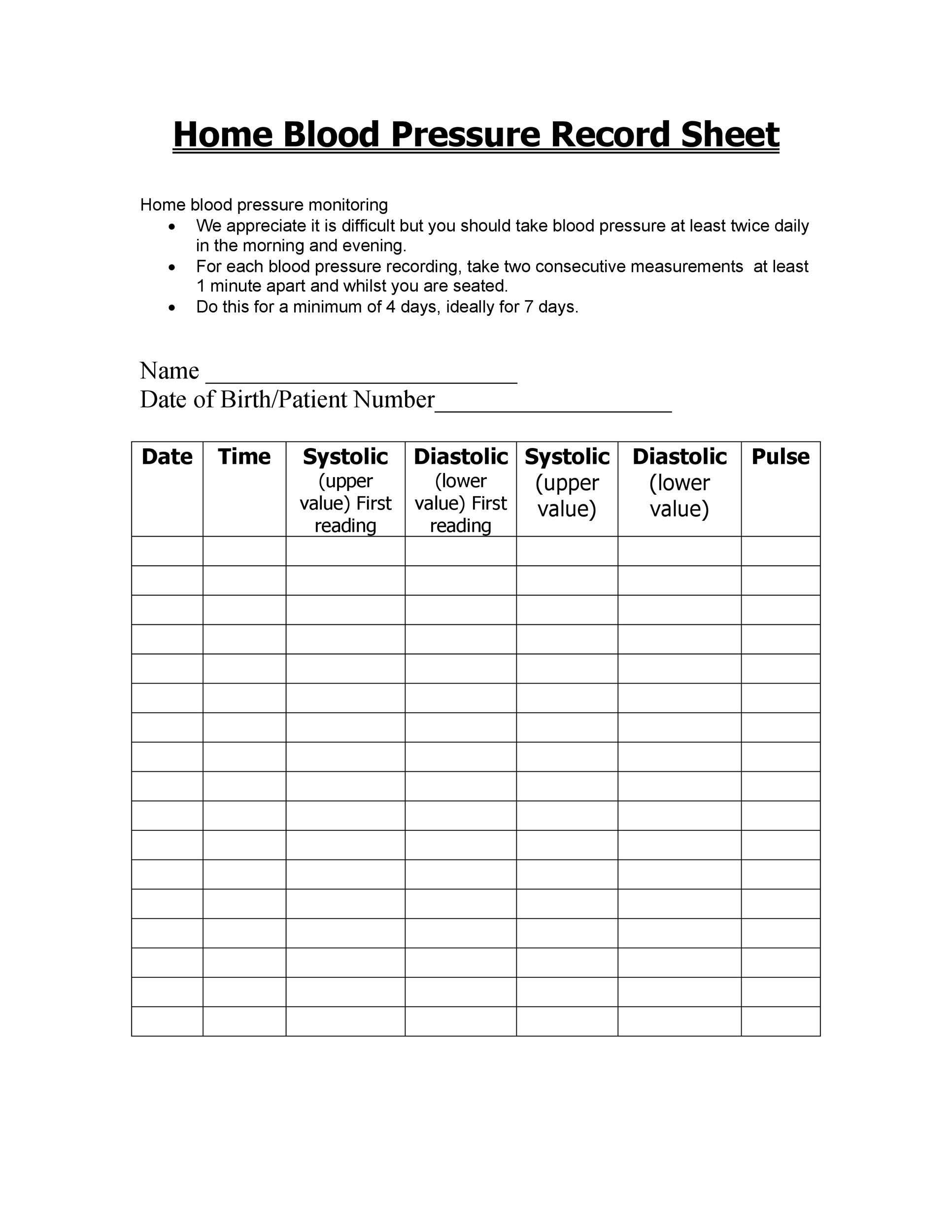 30 Printable Blood Pressure Log Templates TemplateLab 30 Printable Blood Pressure Log Templates TemplateLab