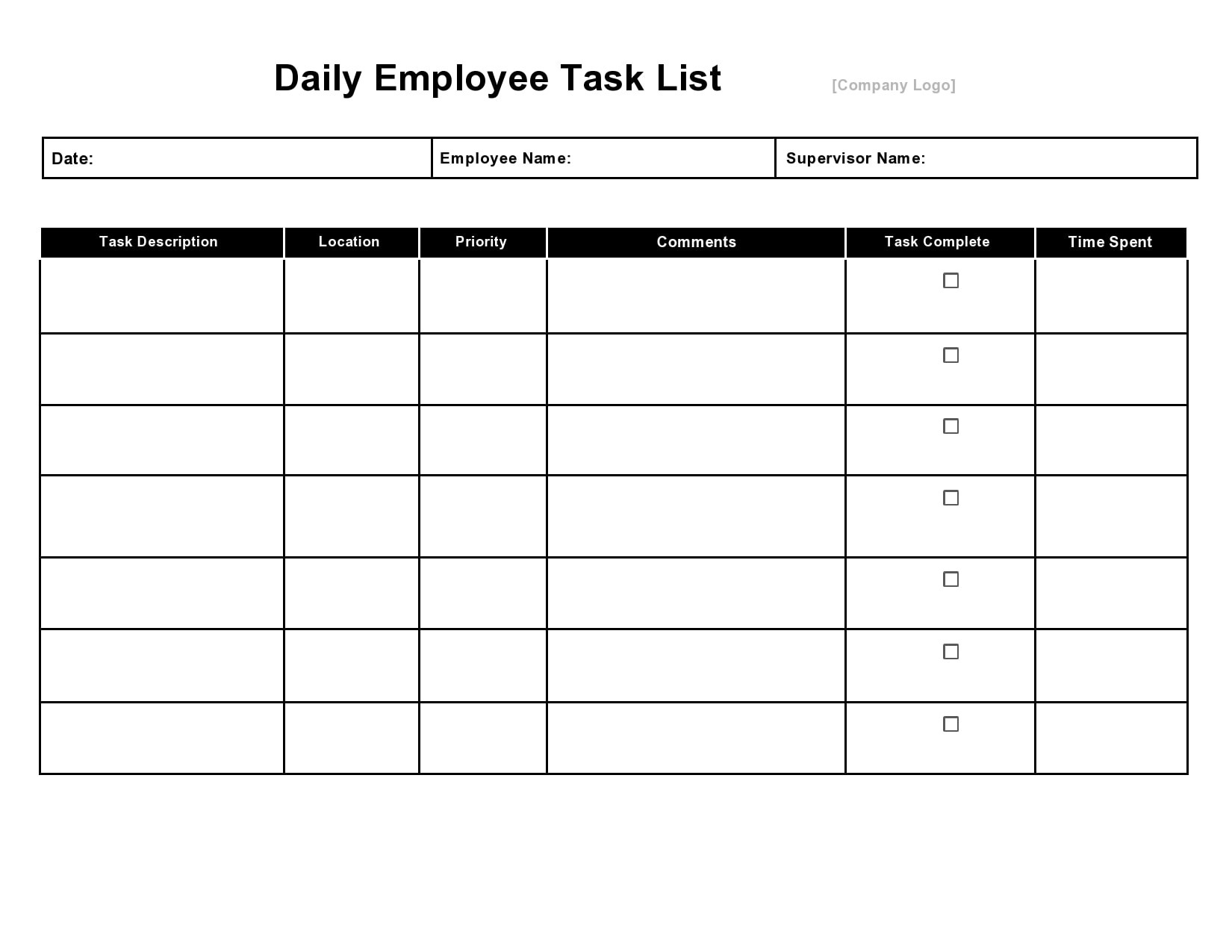 Task Chart Template