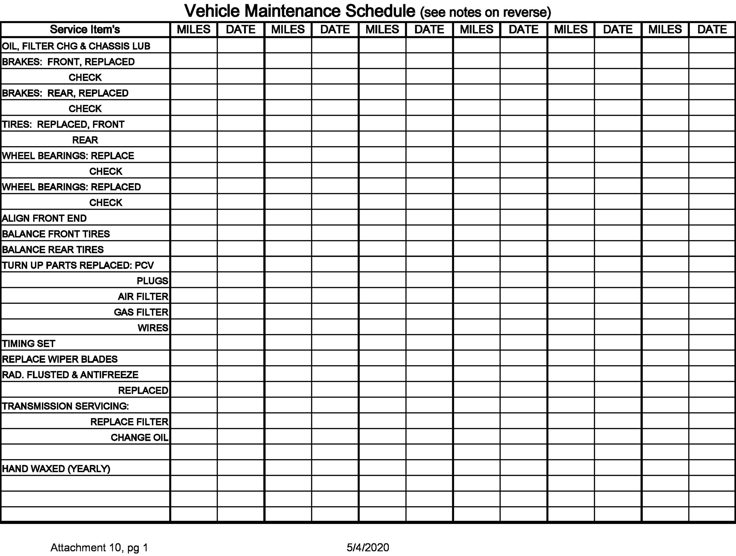 43 Printable Vehicle Maintenance Log Templates TemplateLab