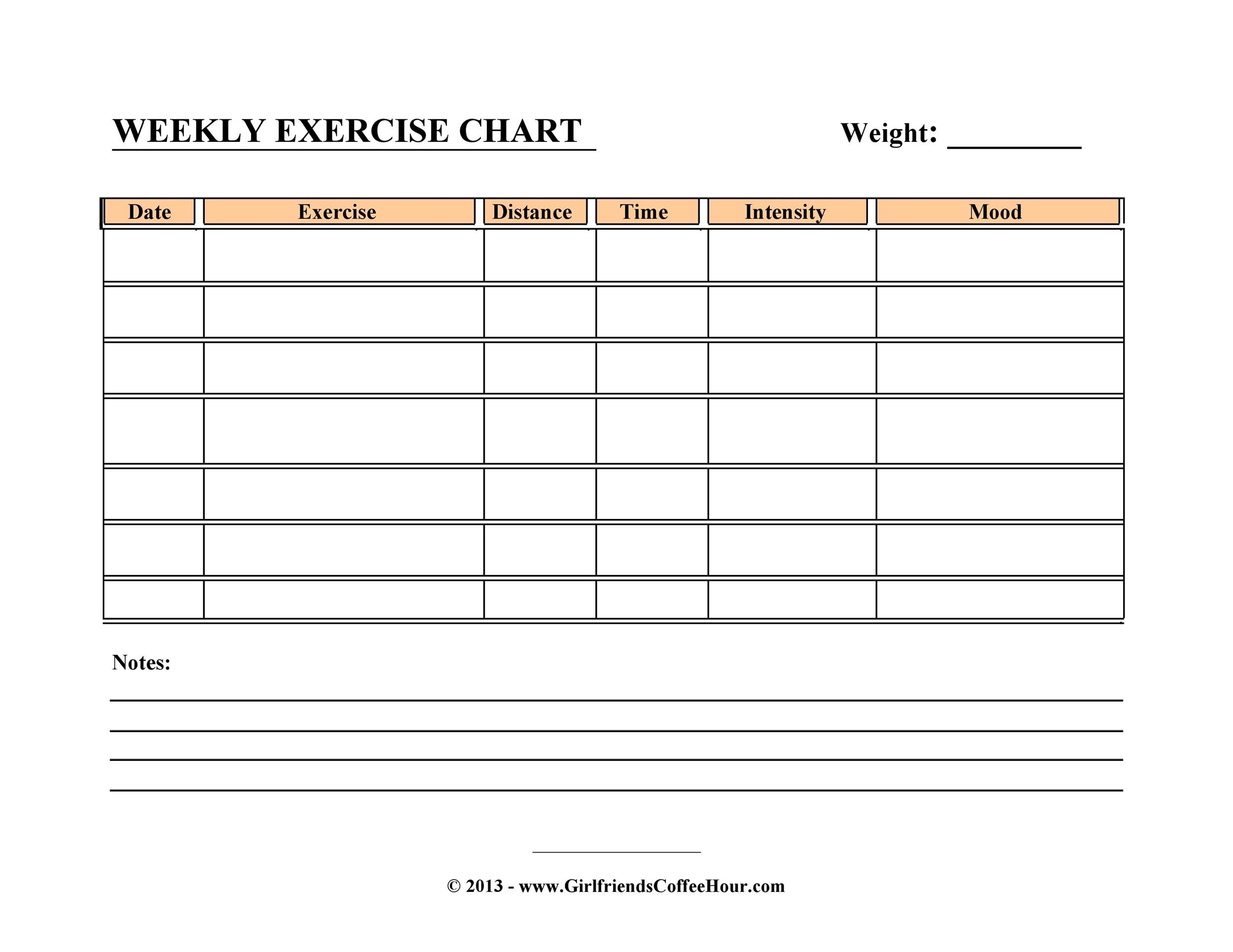46 Printable Exercise Charts 100 Free TemplateLab