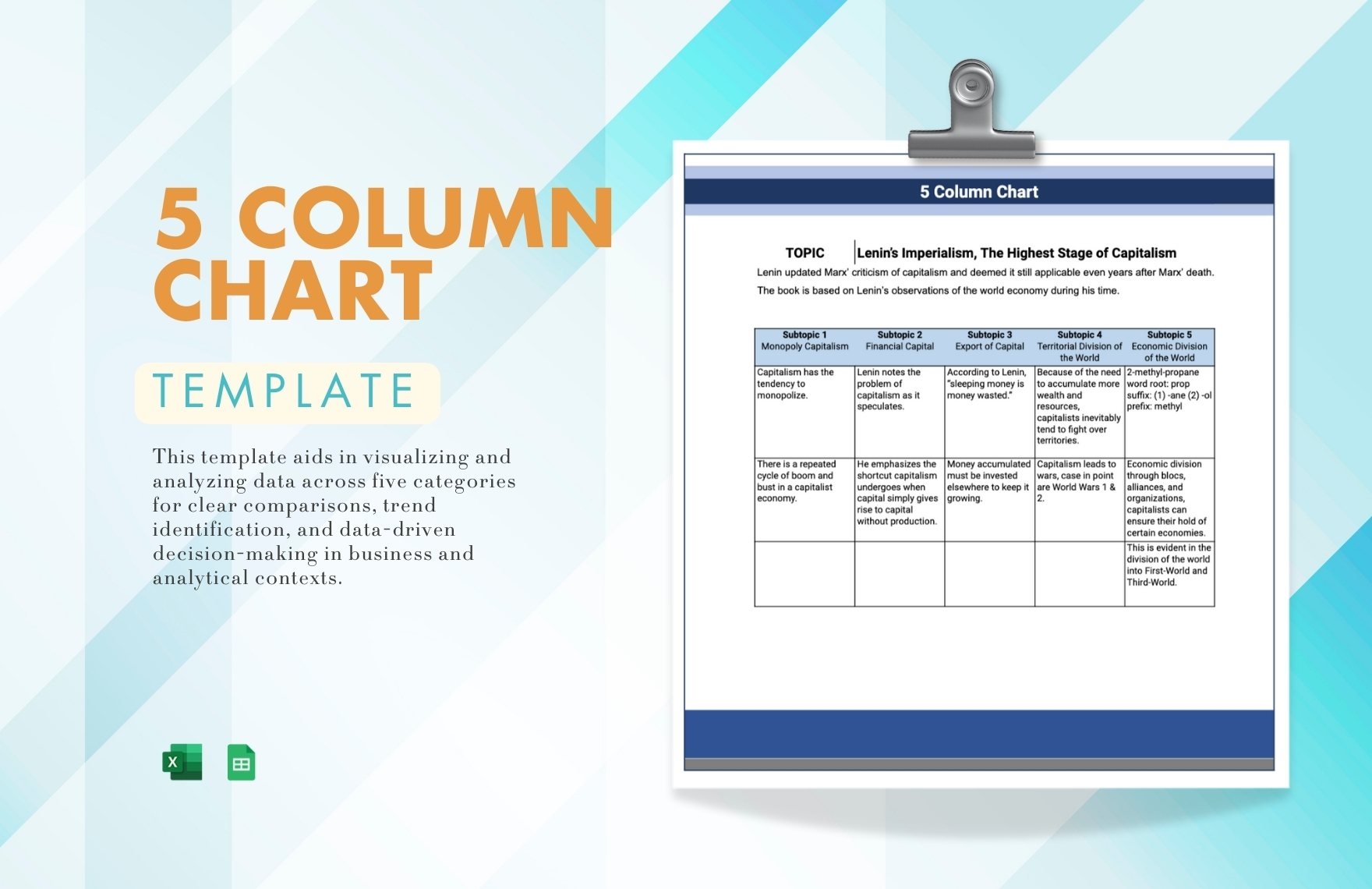 Blank 5 Column Chart Template Blank 5 Column Chart Template