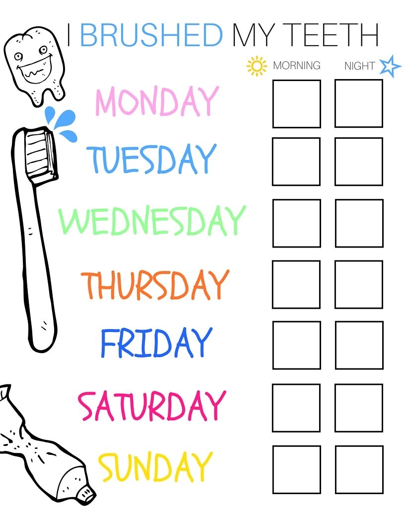 Template Free Printable Tooth Brushing Chart