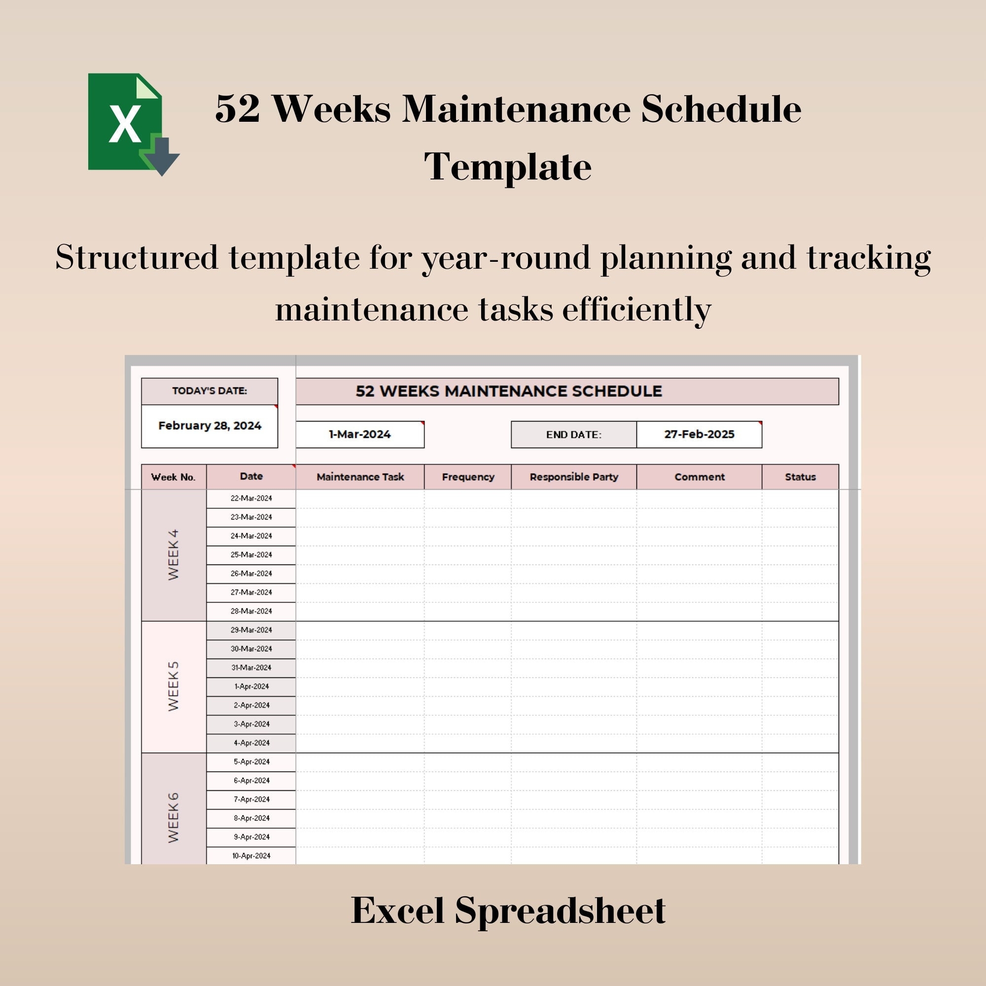 Maintenance Chart Template