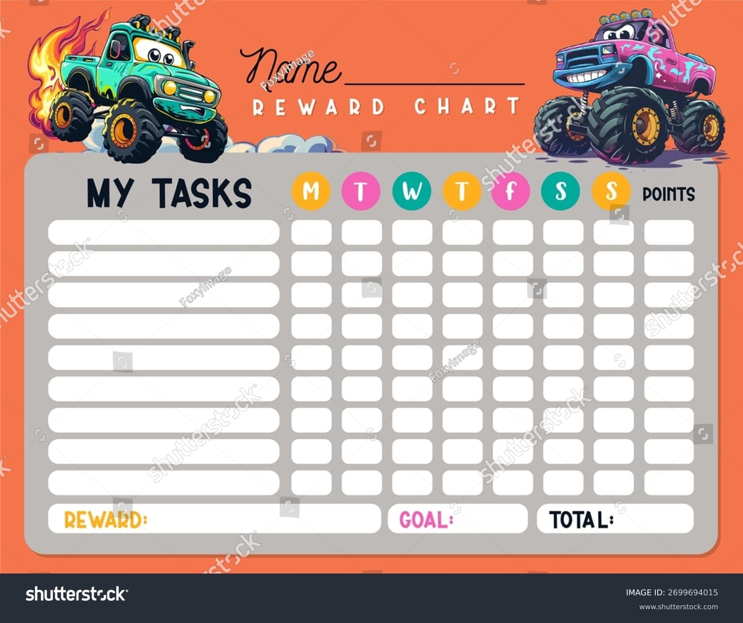 Free Printable Monster Truck Reward Chart Free Printable Monster Truck Reward Chart