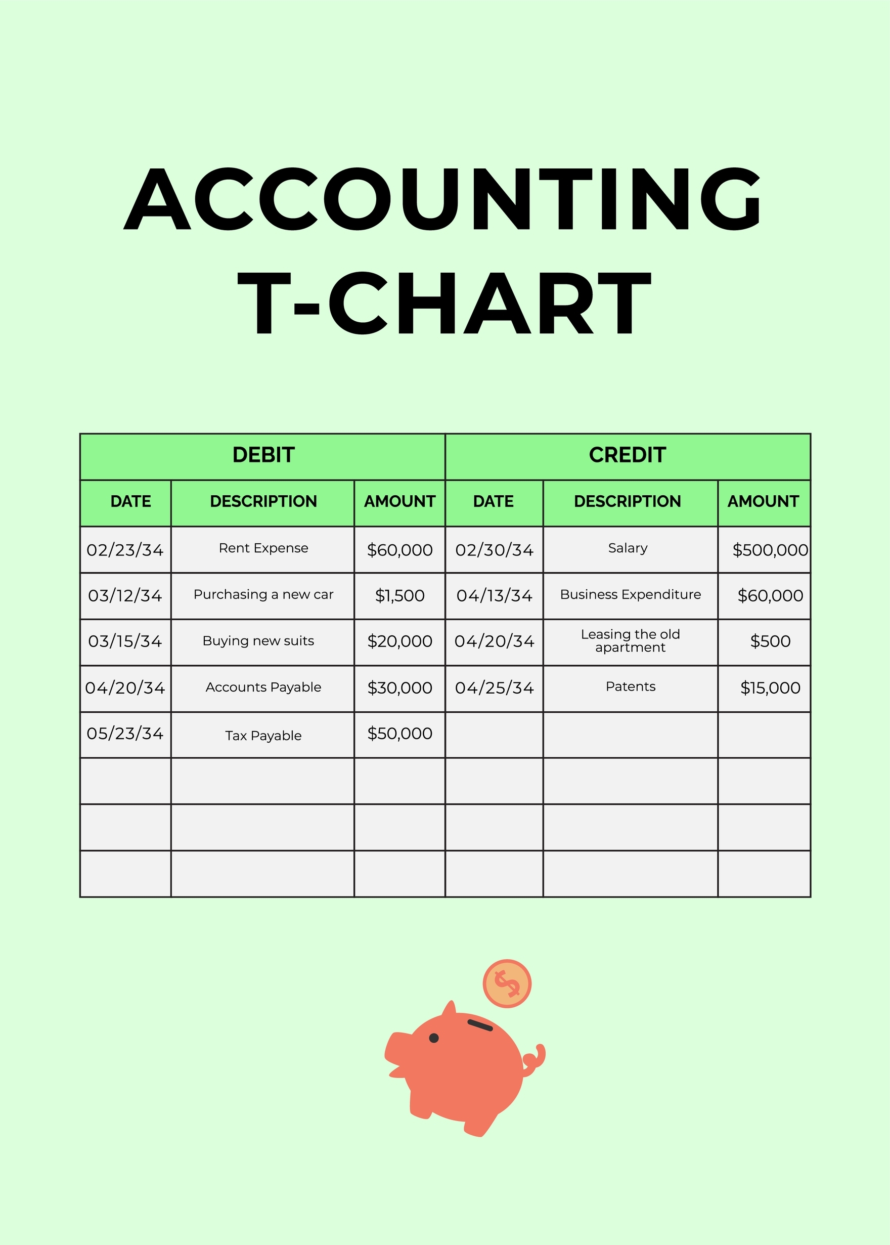 Accounting T Chart Template In Illustrator PDF Download 