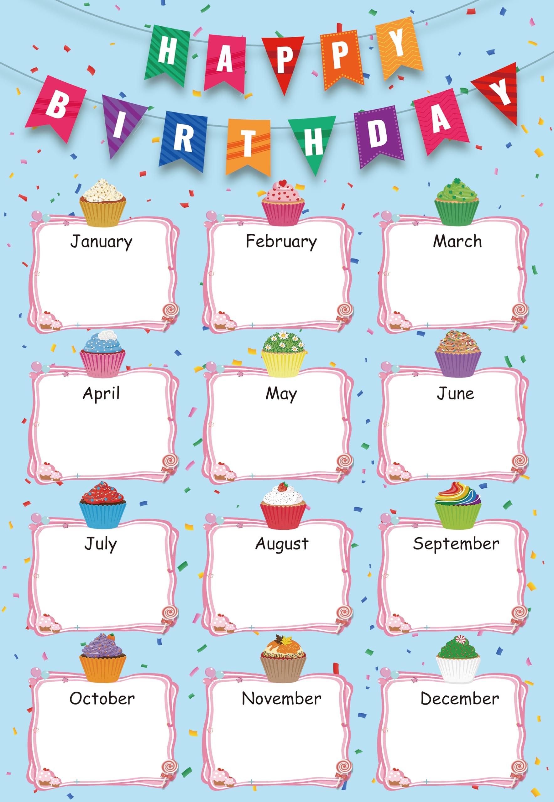 Amazon Birthday Chart For Classroom 11 X 17 Inch Birthday Poster For Classroom Back To School Supplies Classroom Birth Day Chart For Bulletin Board Classroom Decorations Classroom Calendar Teacher Supplies Office Products