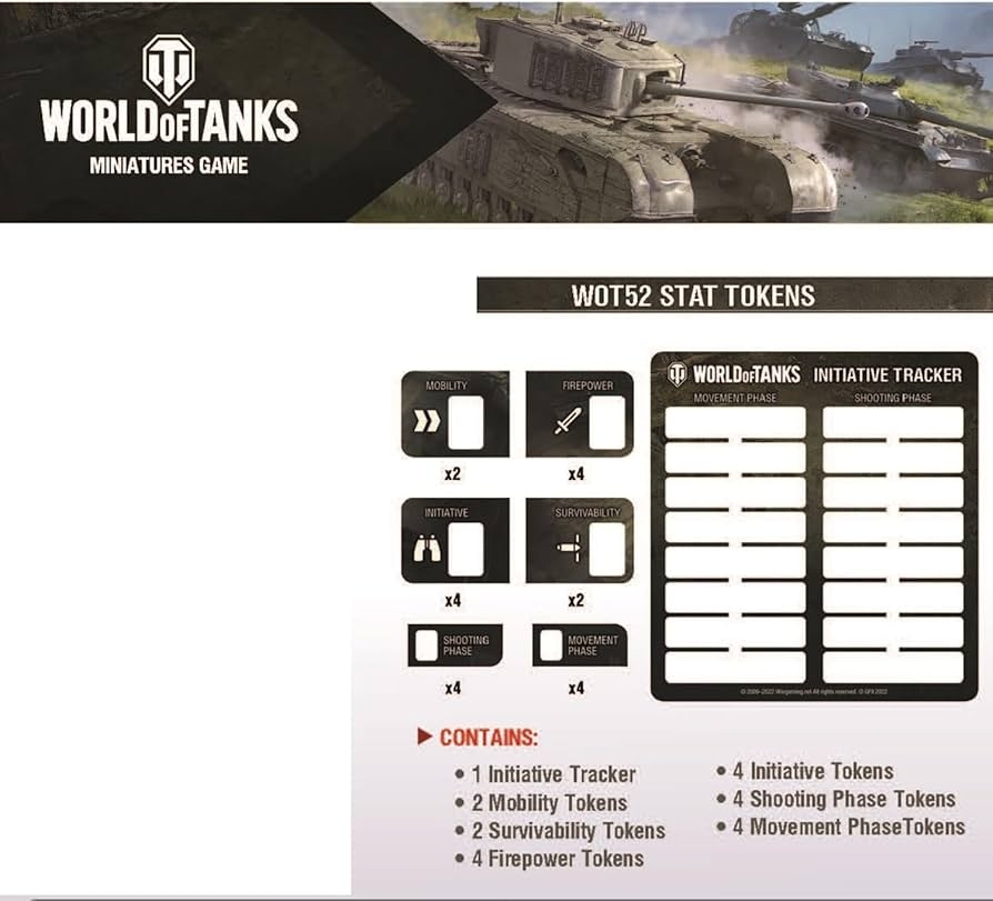 Amazon World Of Tanks Stat Token Set Game Expansion Accessory WOT Miniatures Game WOT Tabletop Gaming WOT52 Toys Games