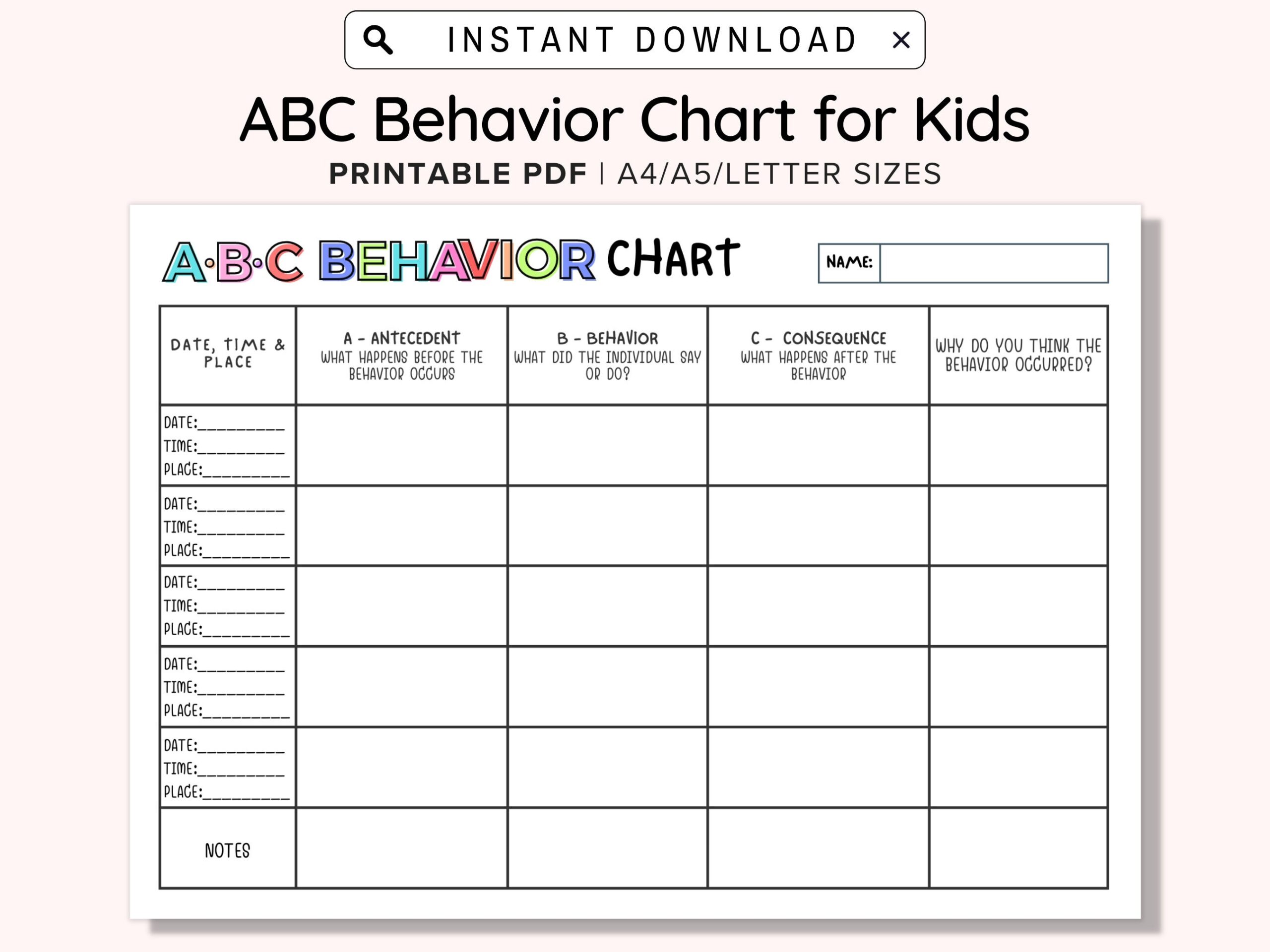Behavior Chart For Kids Behavior Chart Behavior Reward Chart 
