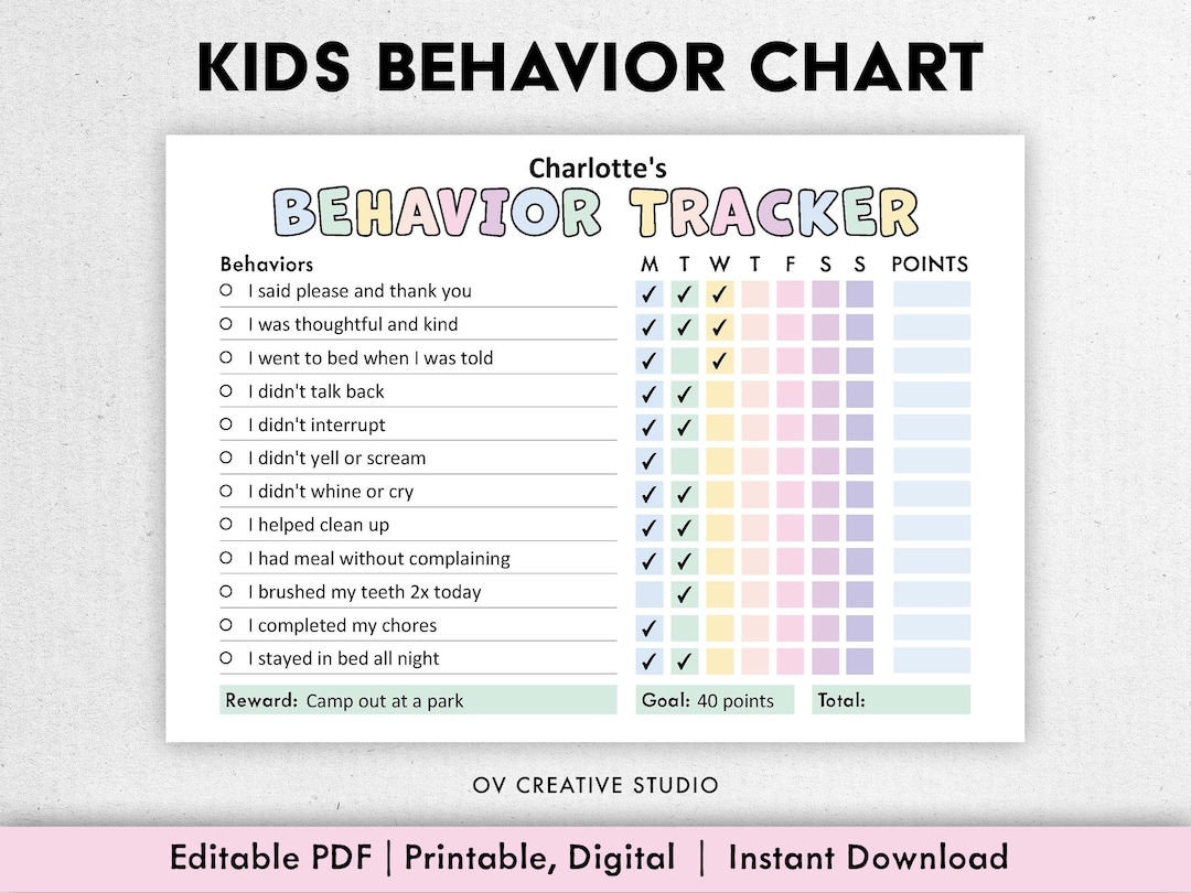 Printable Behavior Chart Poster