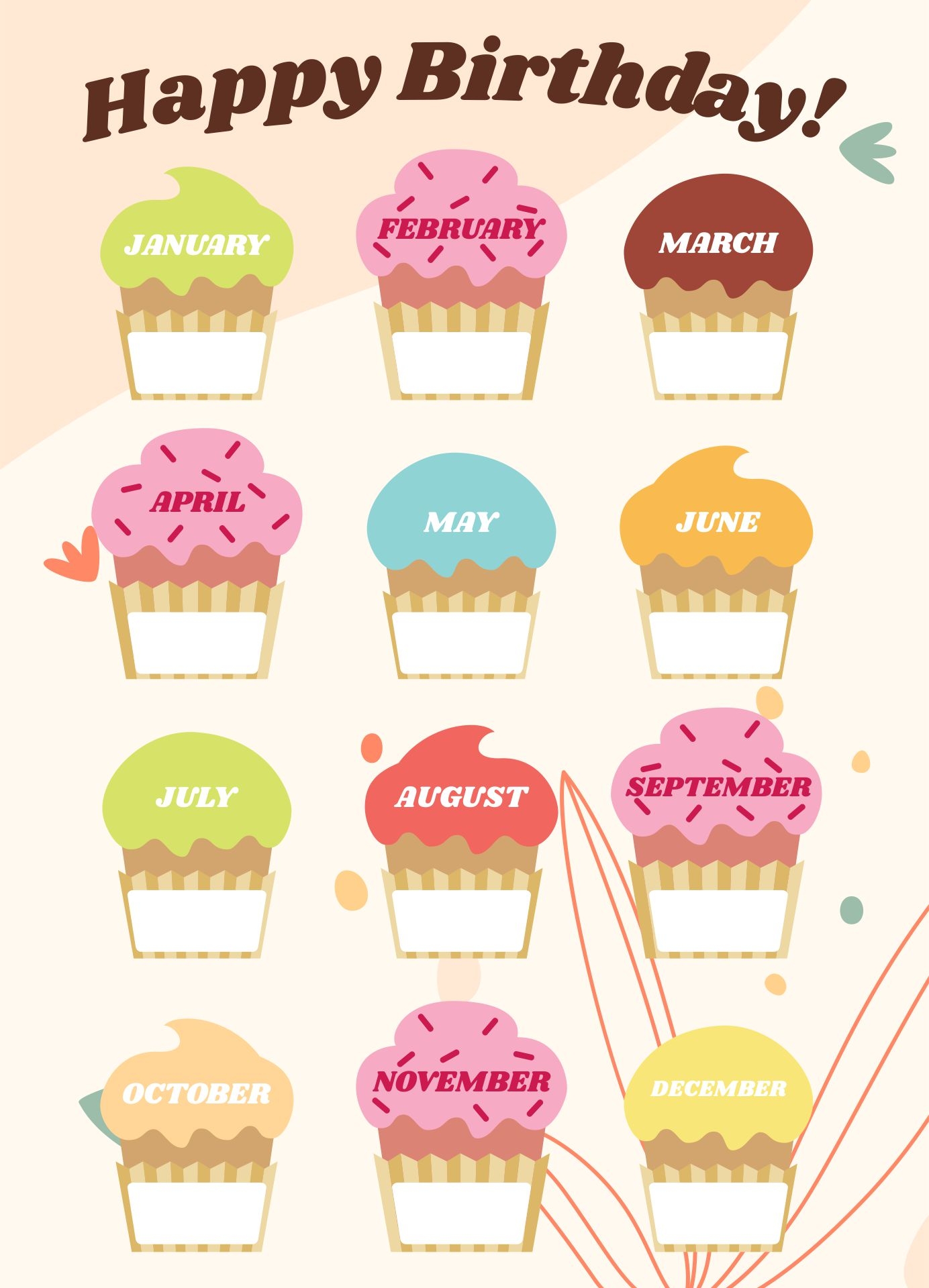 Birthday Calendar For Classroom Free Printable Printable Cupcakes For Bulletin Boards Cupcake Birthday Bulletin Board Template Birthday Chart For Classroom