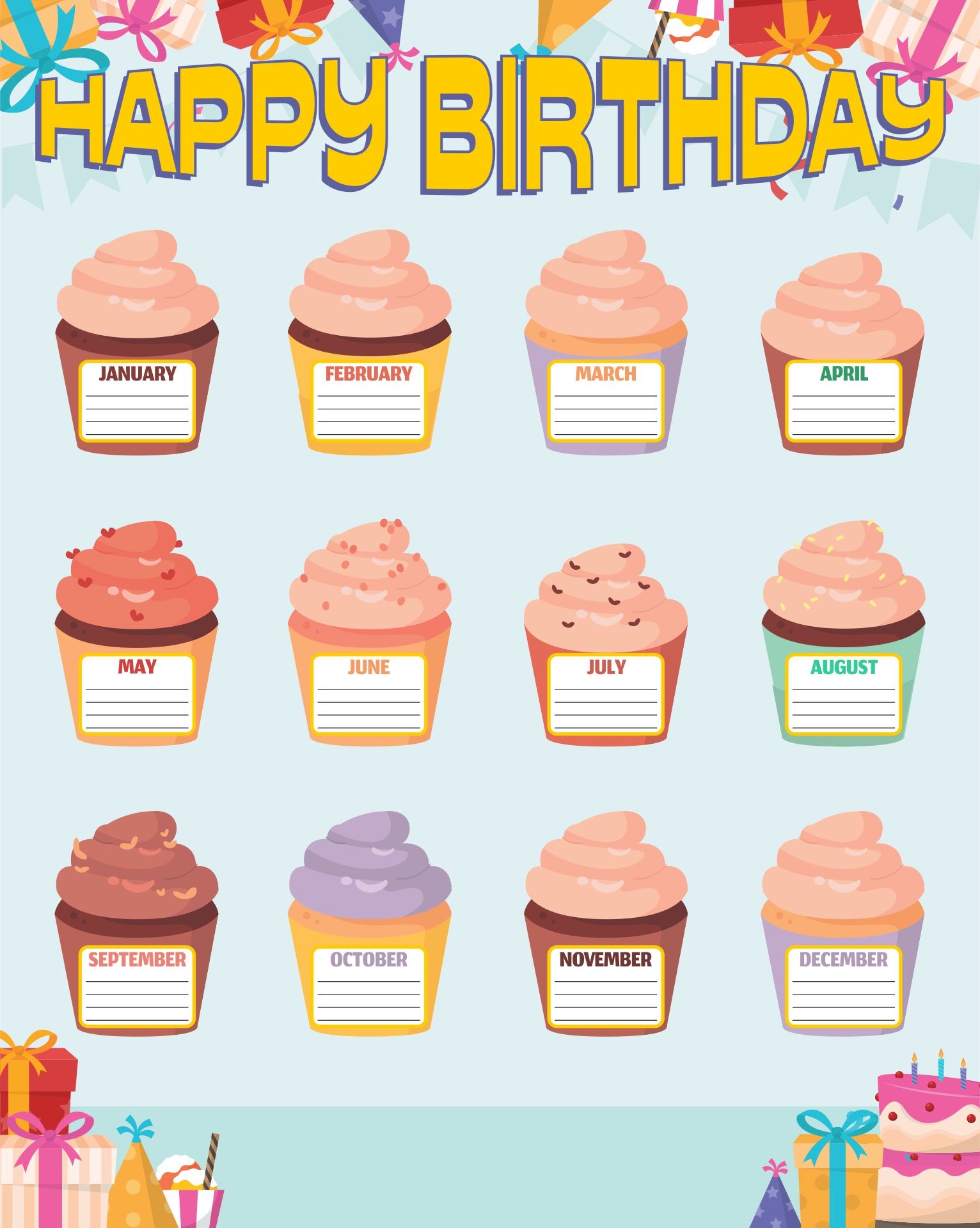 Birthday Cupcake For Classroom Calendar 10 Free PDF Printables Printablee