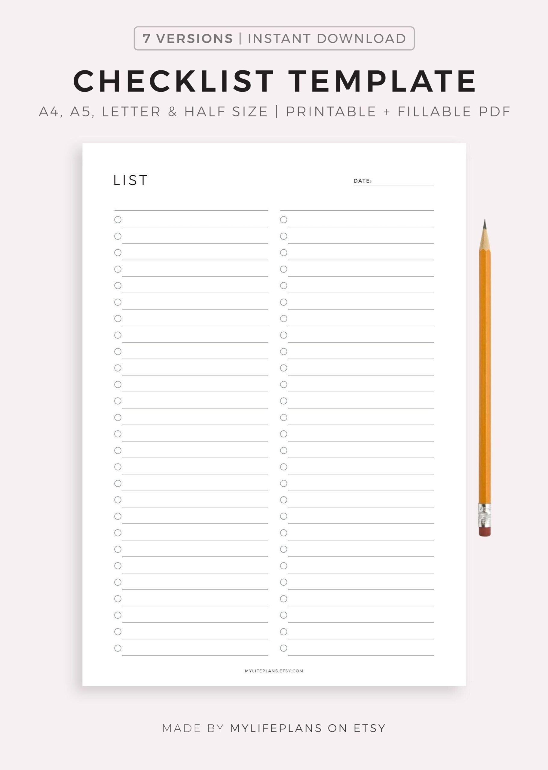 Blank Checklist Template Printable U0026 Fillable Simple Checklist 
