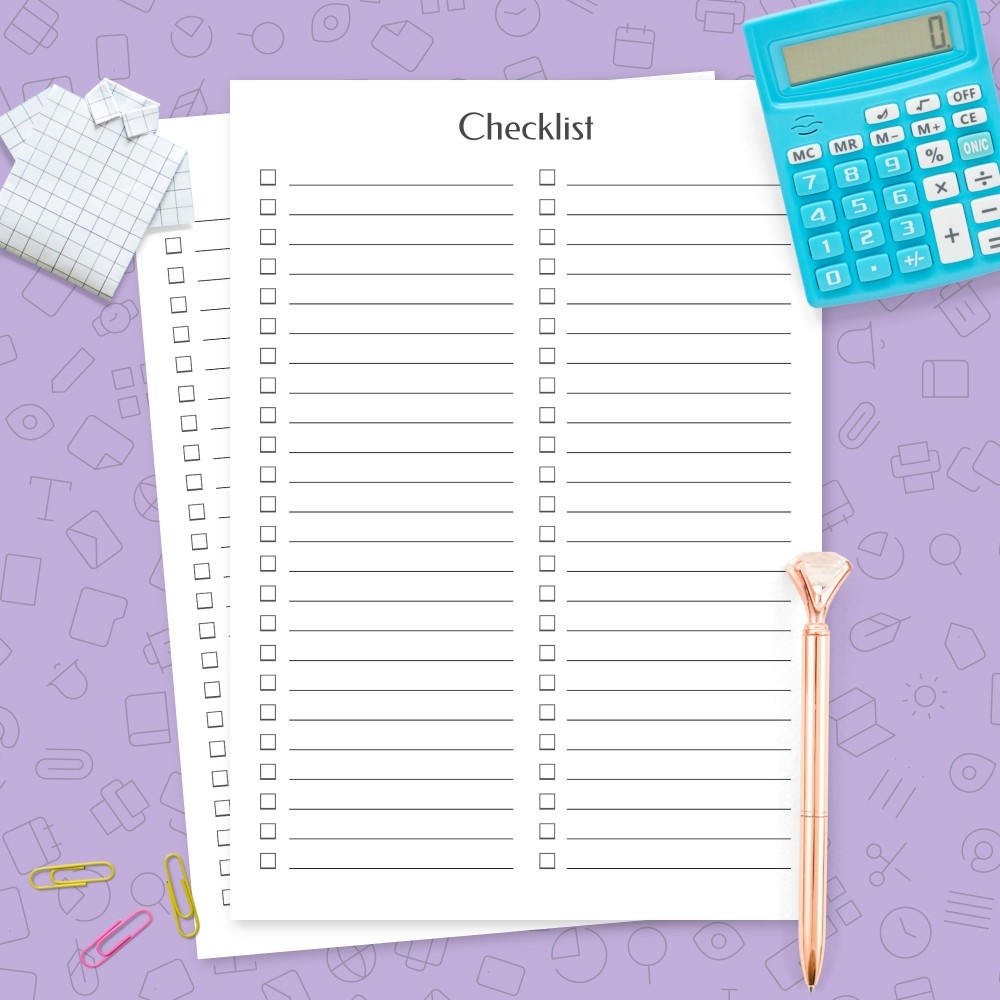 Printable Checklist Chart Template Blank