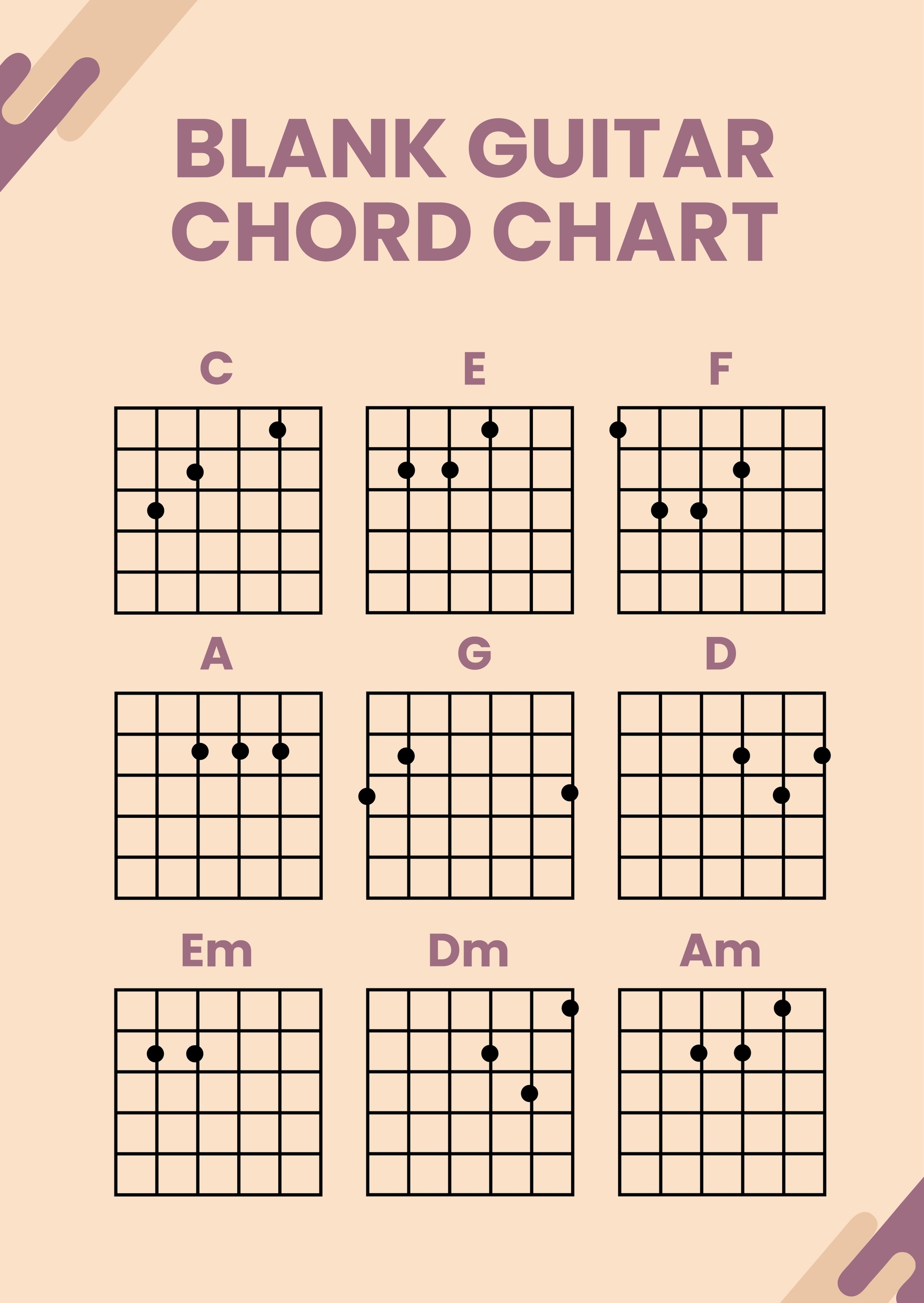 Blank Guitar Chord Chart In Illustrator PDF Download Template