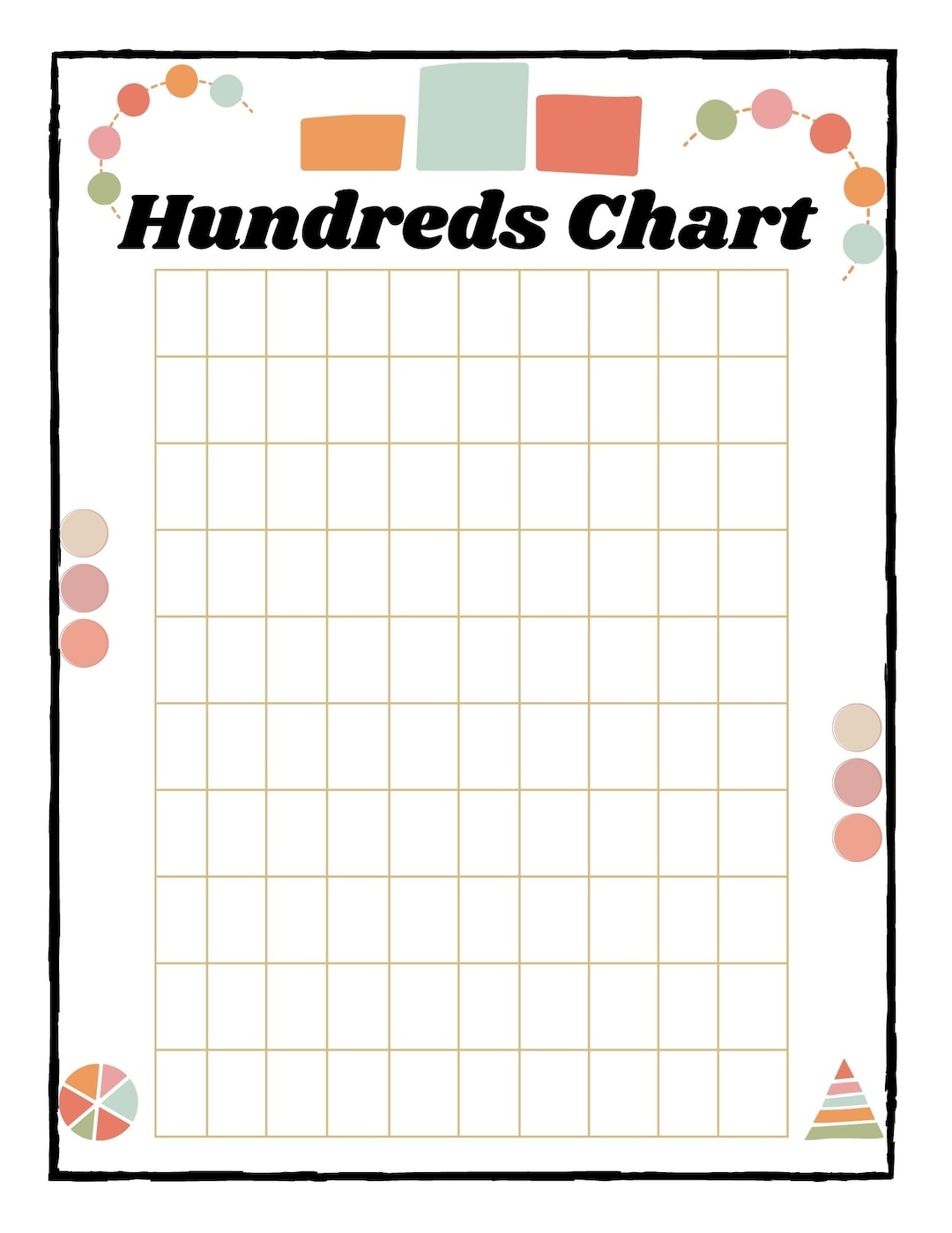 Blank Hundreds Chart Math digital Printable Etsy Australia