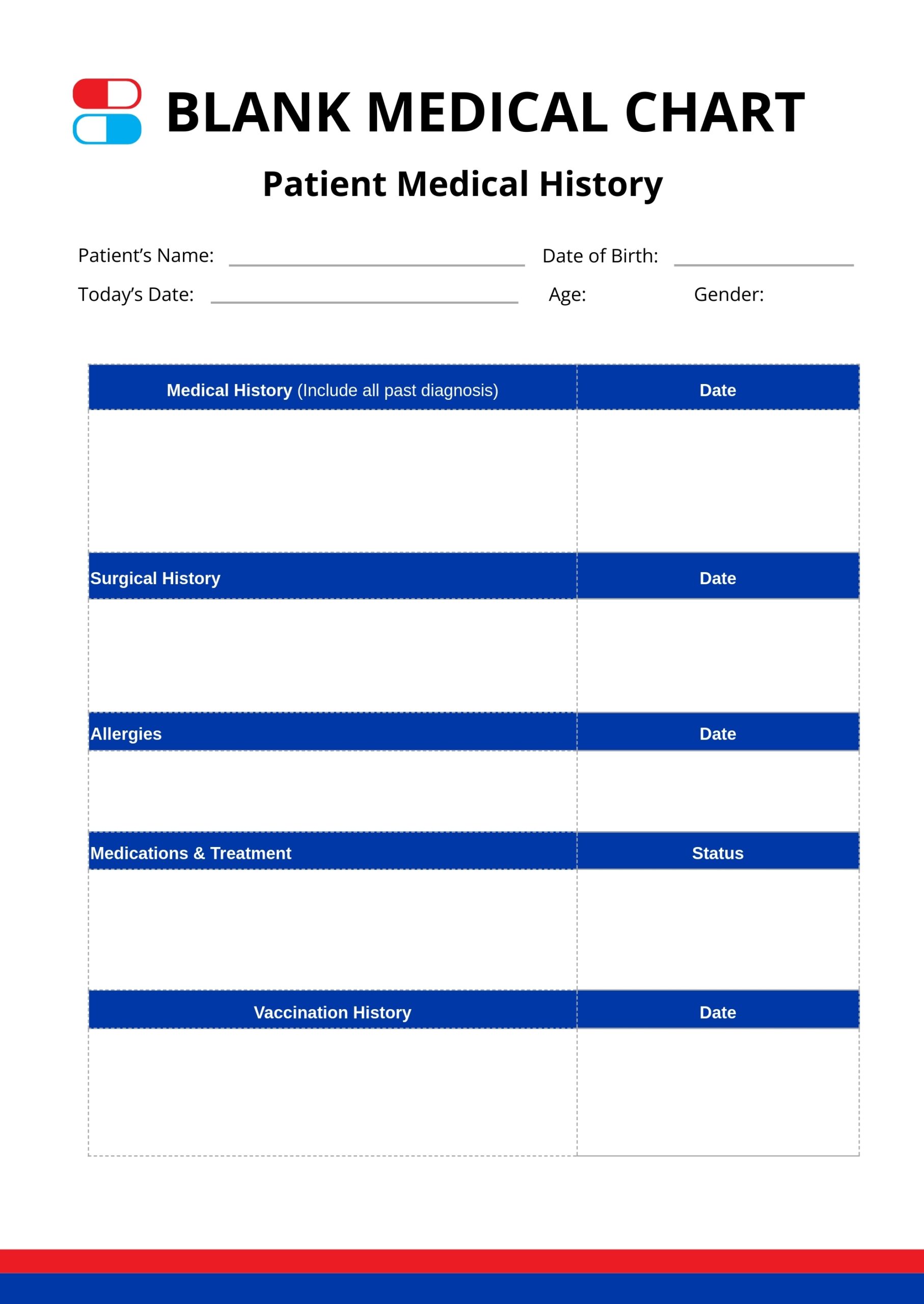 Blank Medical Chart In Illustrator PDF Download Template