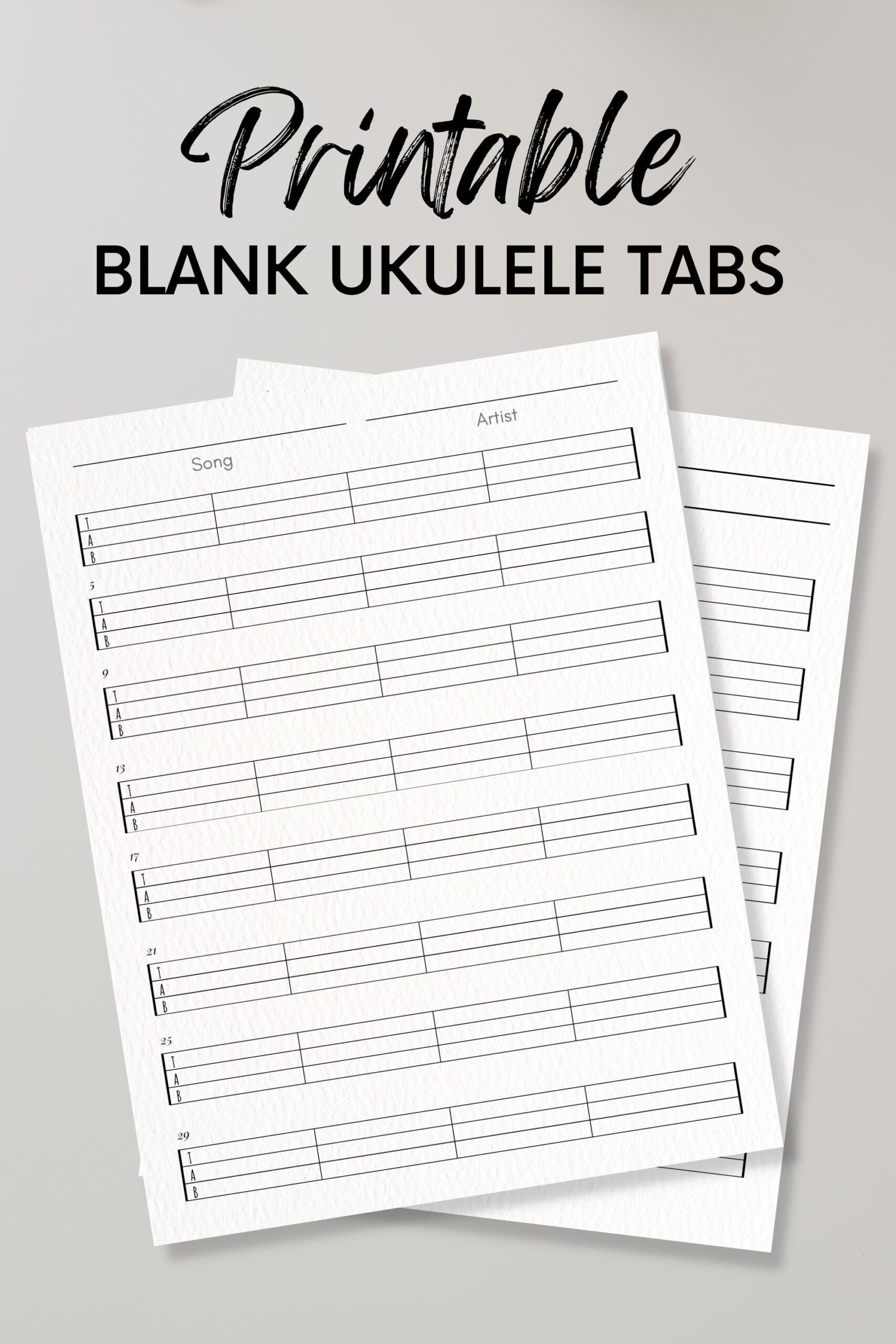 Free Blank Ukulele Tab Chart Printable