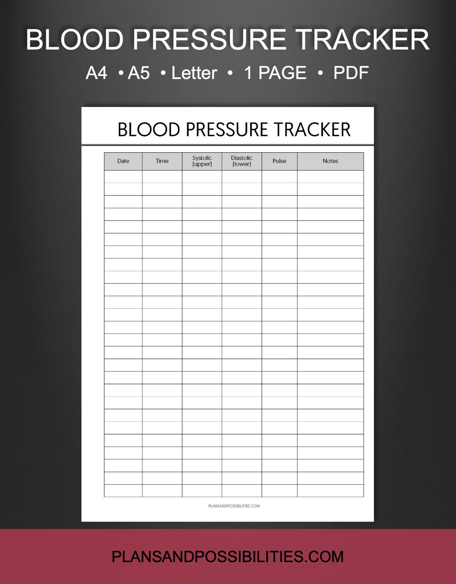 Blood Pressure Tracker Printable Blood Pressure Chart Template Blood Pressure Log Daily Chart Medical Chart Daily BP Tracker Etsy Israel