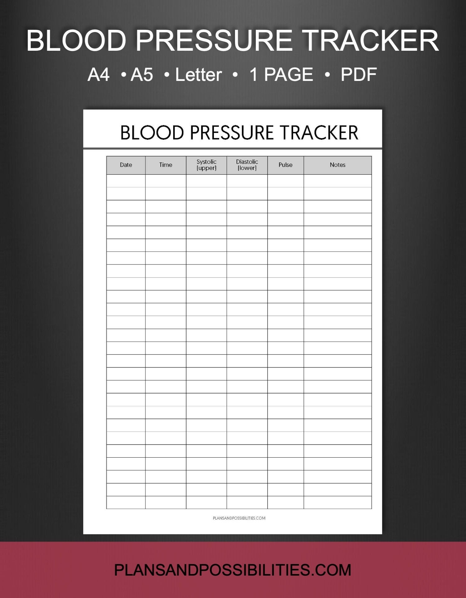 Blood Pressure Tracker Printable Blood Pressure Chart Template Blood Pressure Log Daily Chart Medical Chart Daily BP Tracker Etsy Israel